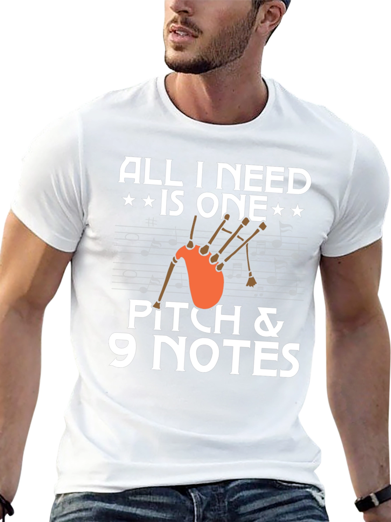 Bagpipe Music T-Shirt - Pitch & 9 Notes
