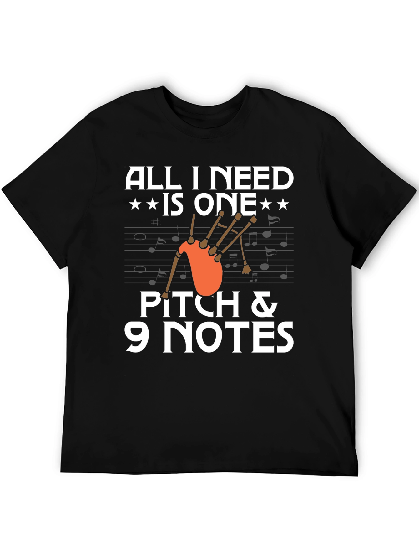 Bagpipe Music T-Shirt - Pitch & 9 Notes