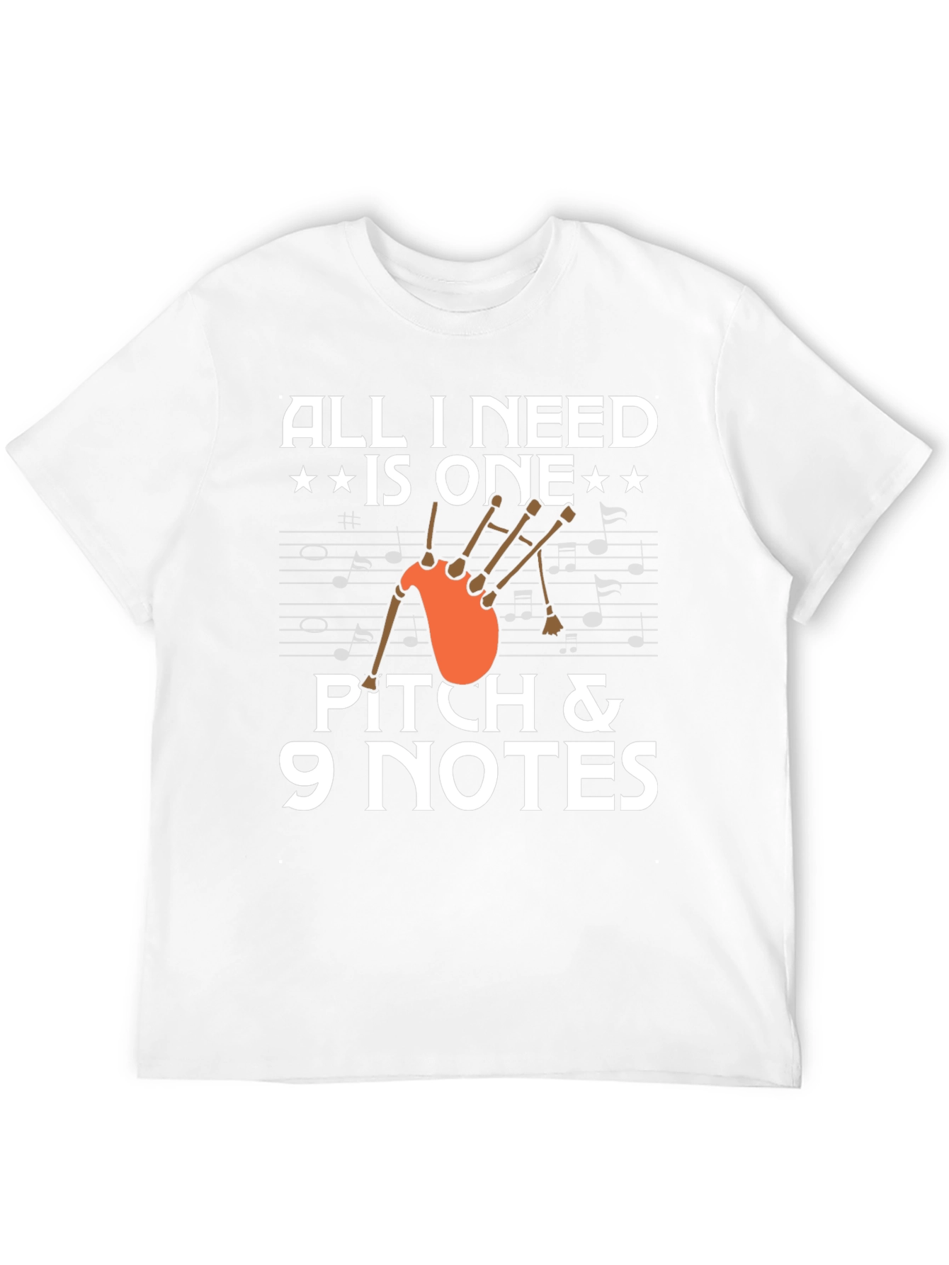 Bagpipe Music T-Shirt - Pitch & 9 Notes