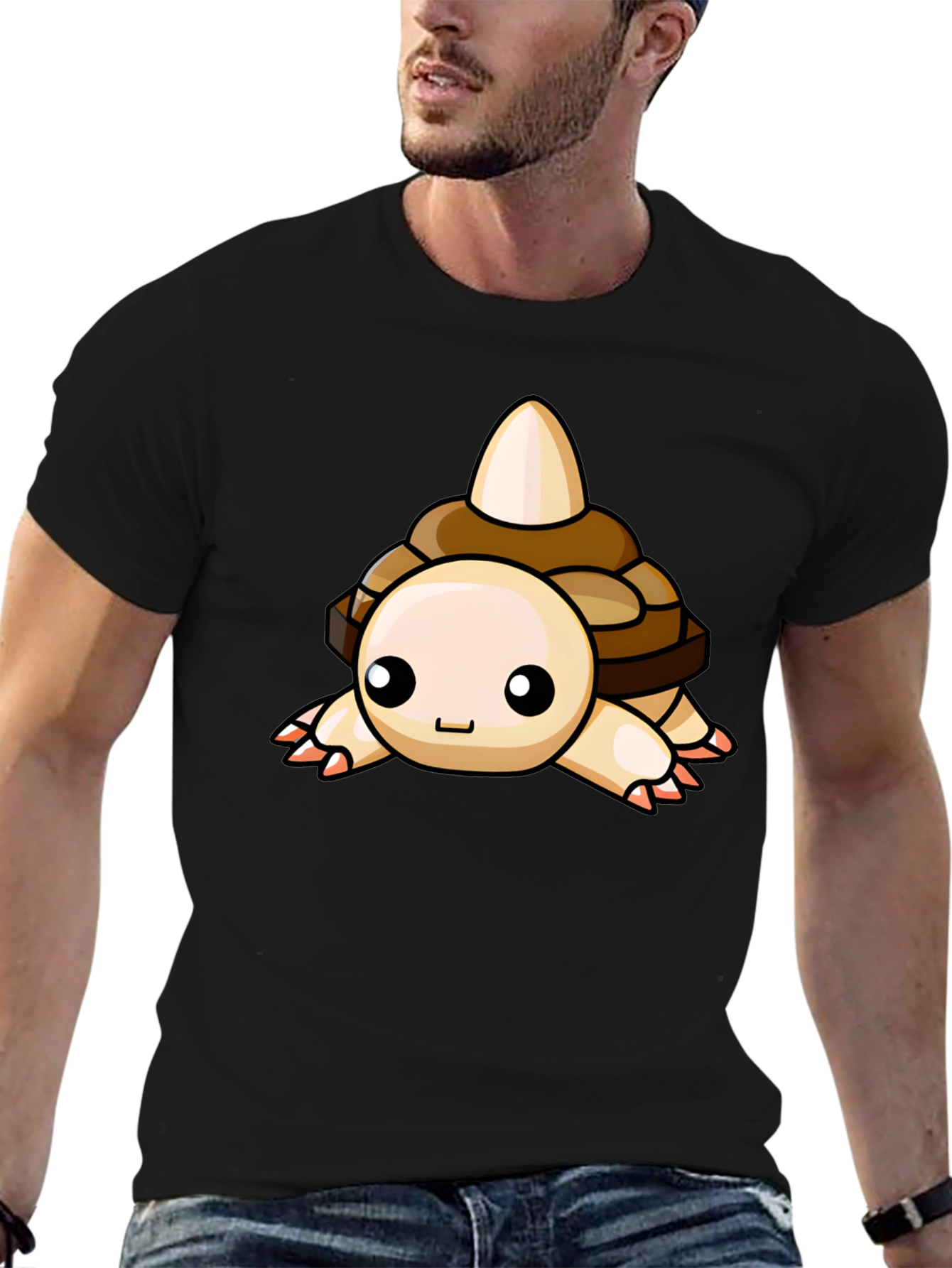 Cute Cartoon Turtle Graphic Black T-Shirt