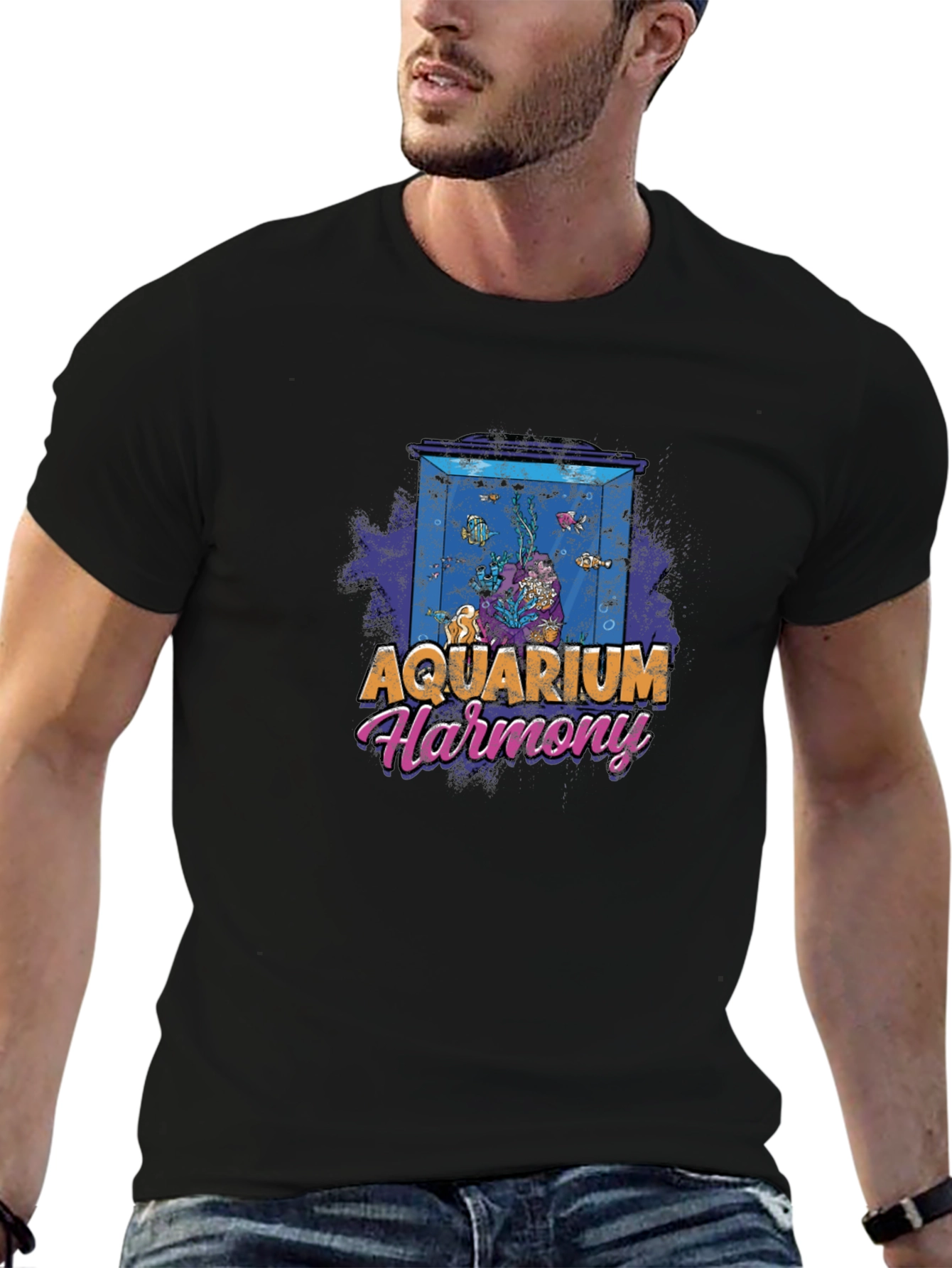 Aquarium Harmony Graphic T-Shirt - Black