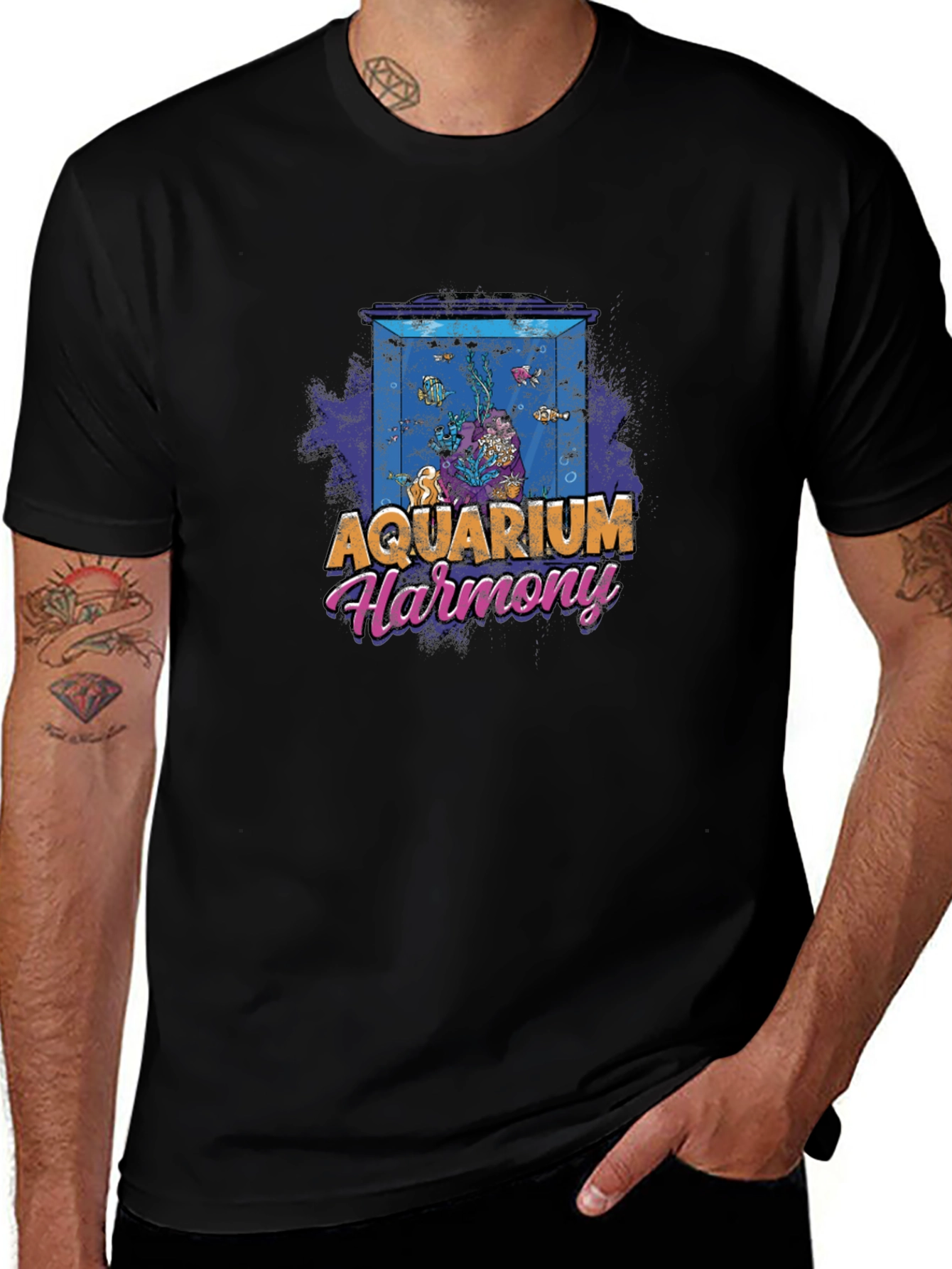 Aquarium Harmony Graphic T-Shirt - Black