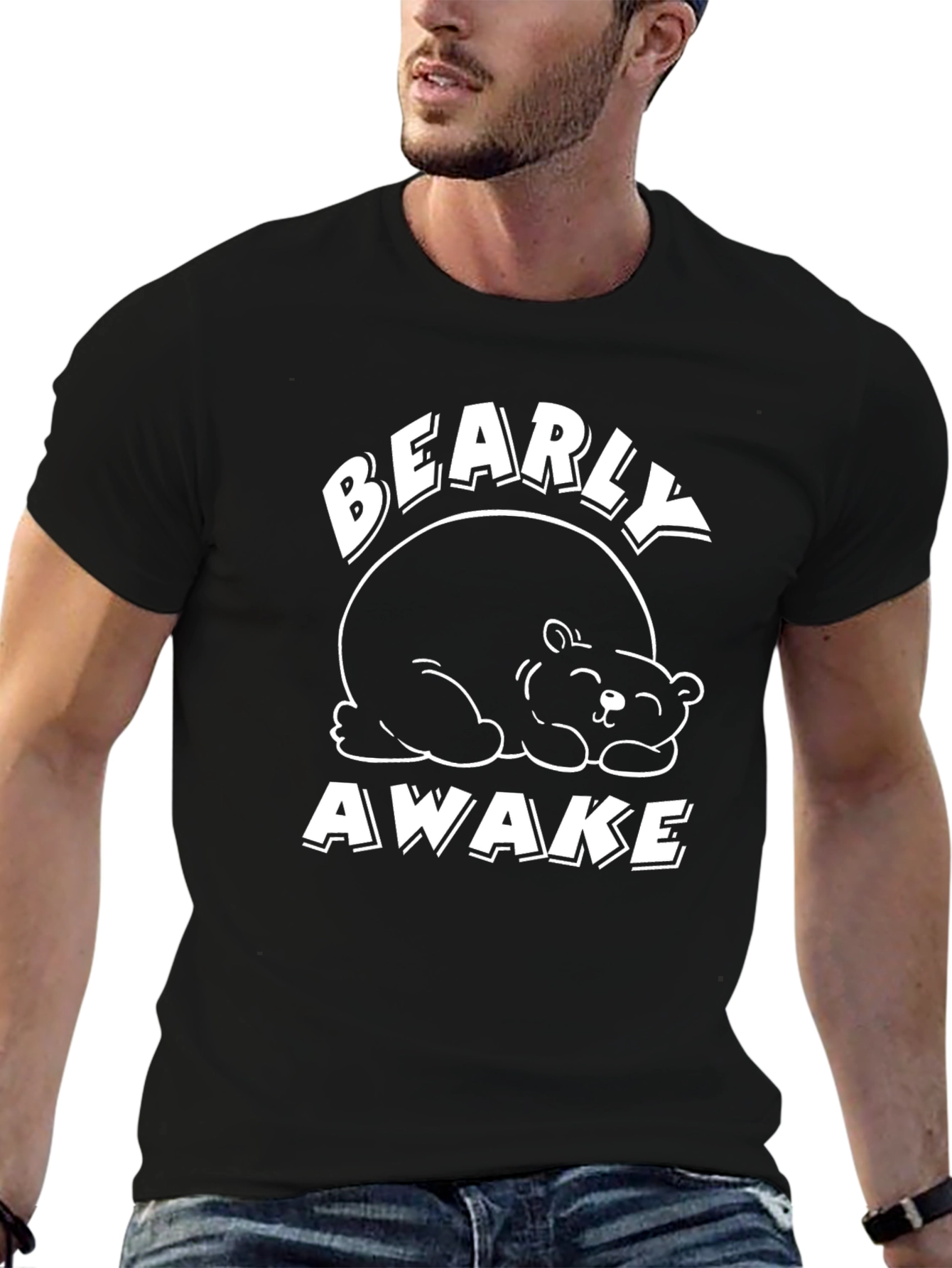 Bearly Awake Graphic Tee - Black Casual T-Shirt