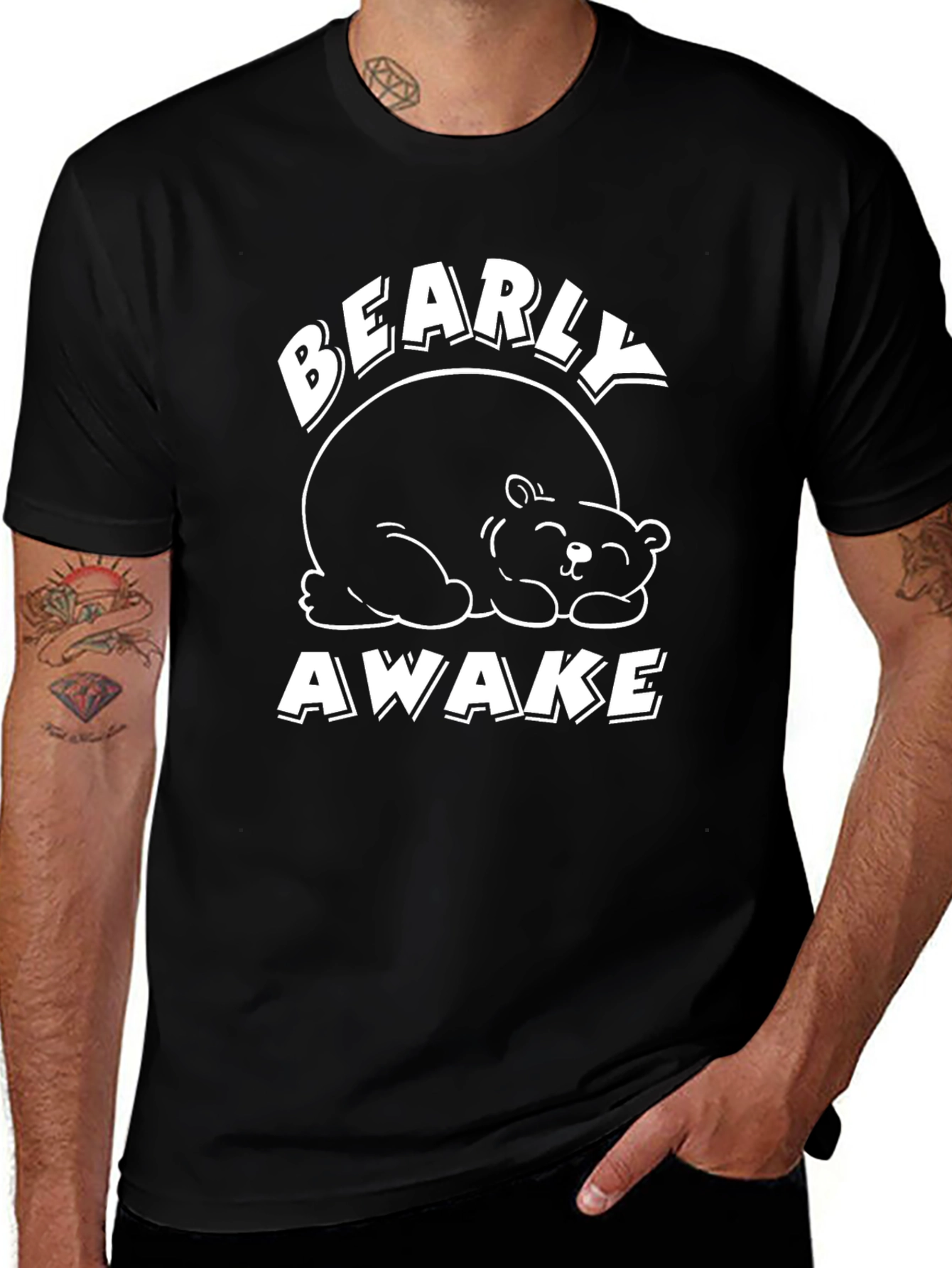 Bearly Awake Graphic Tee - Black Casual T-Shirt