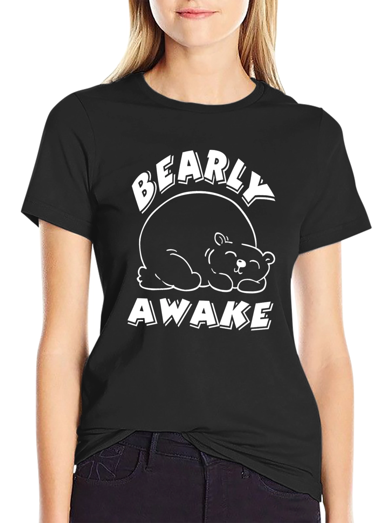 Bearly Awake Graphic Tee - Black Casual T-Shirt