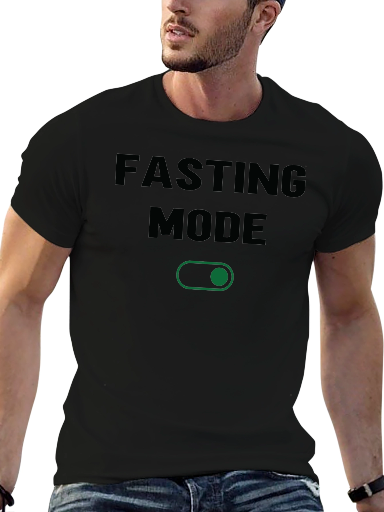 Fasting Mode Graphic Tee - Black Cotton