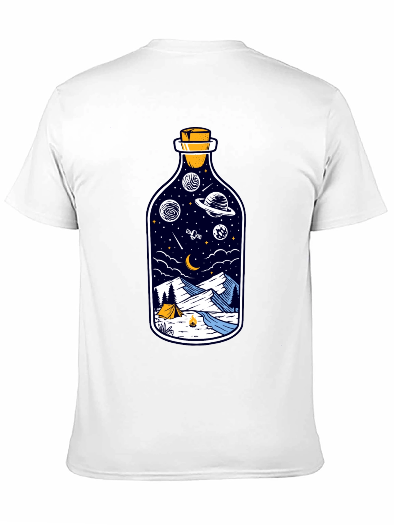 Space & Campfire T-Shirt - Unique Bottle Design