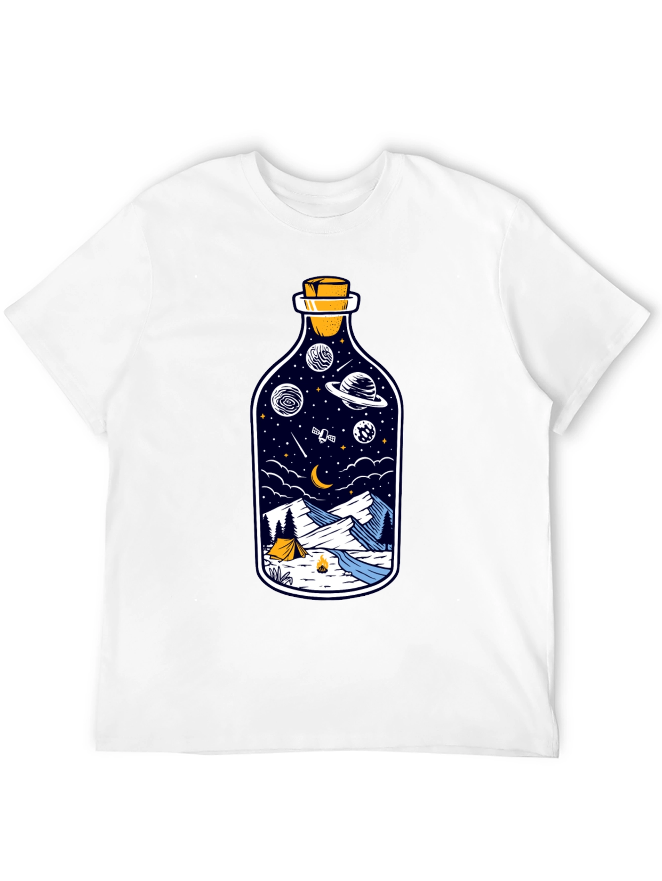 Space & Campfire T-Shirt - Unique Bottle Design