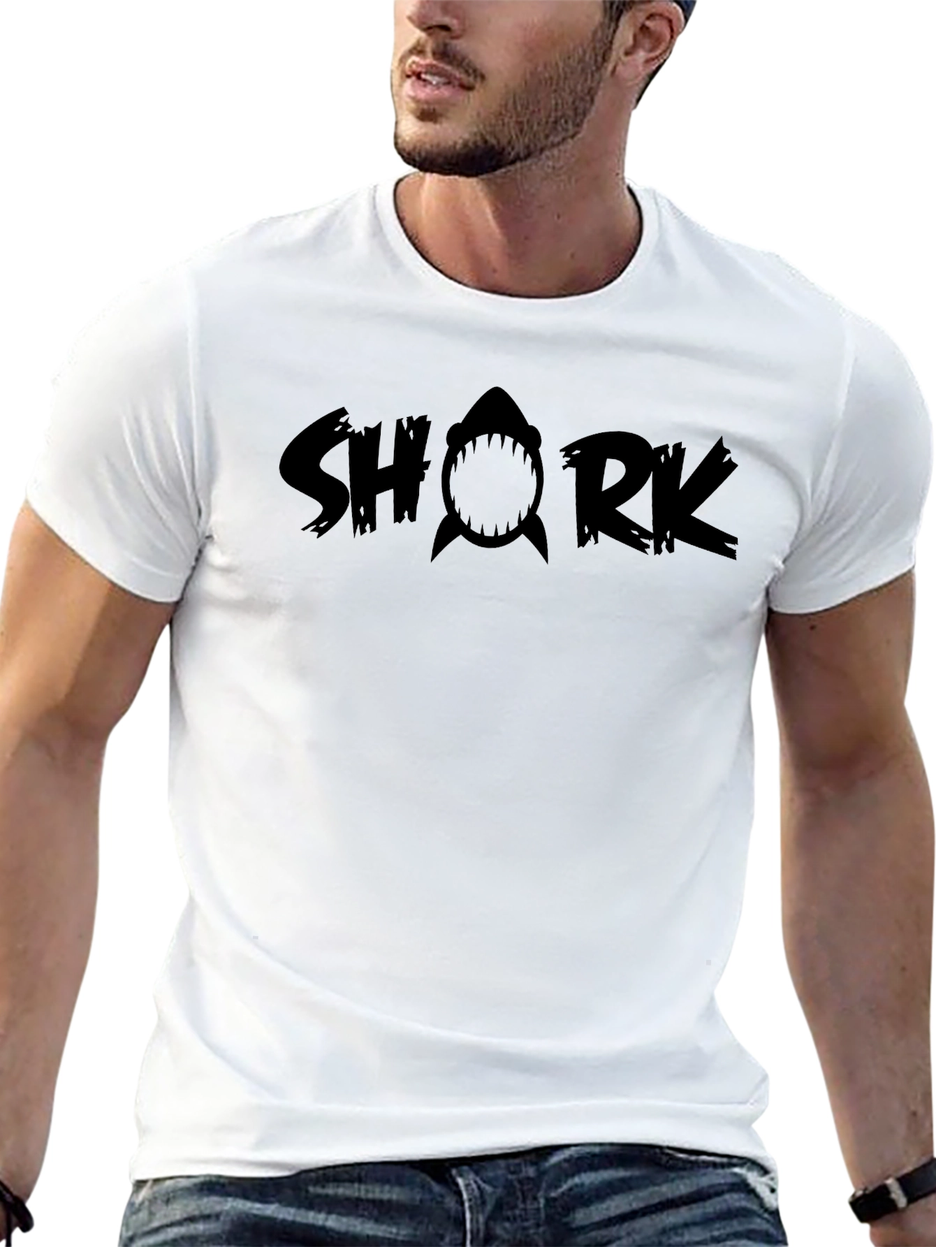 Shark Graphic Print Black T-Shirt
