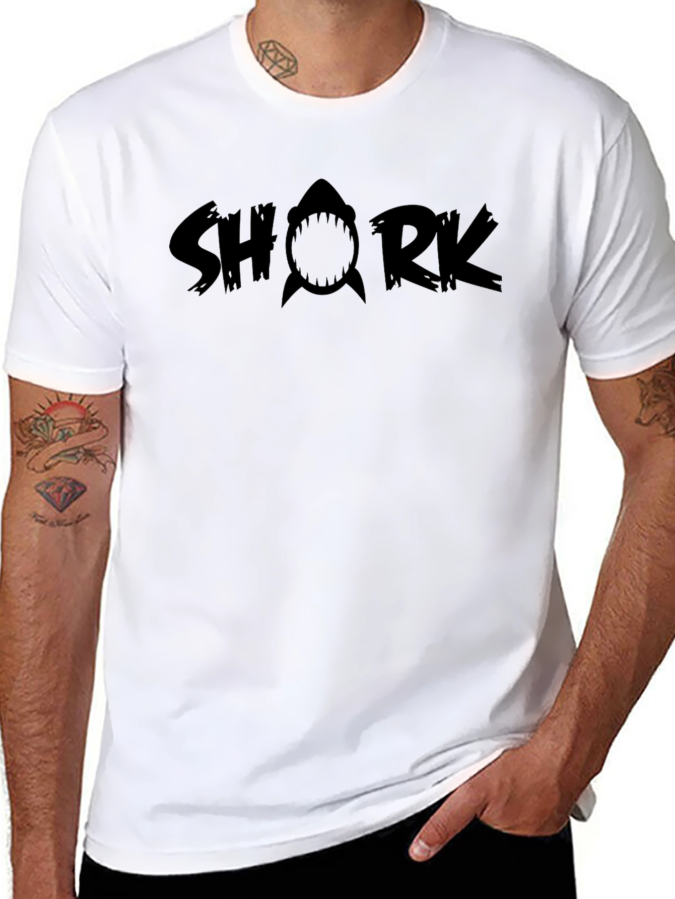 Shark Graphic Print Black T-Shirt