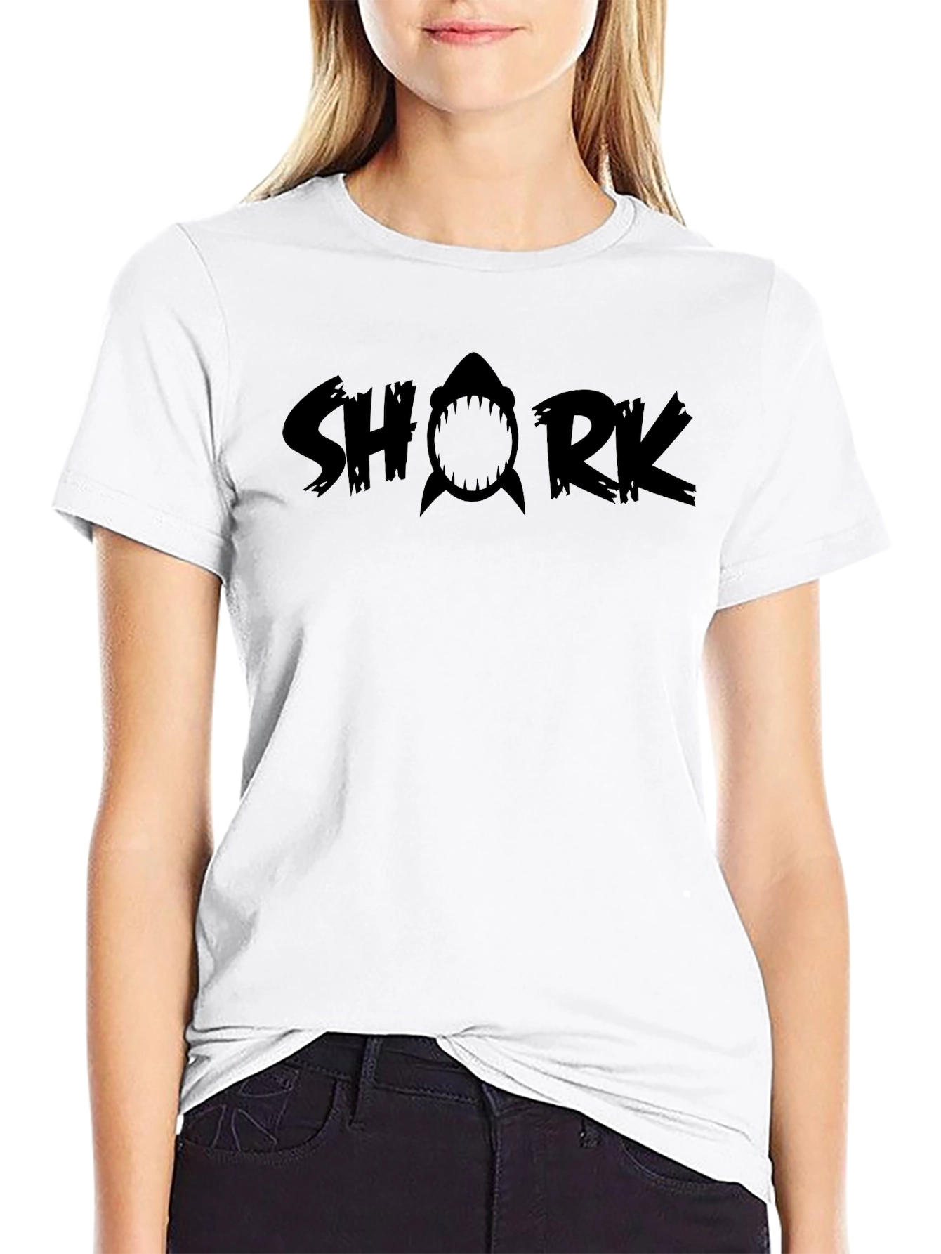 Shark Graphic Print Black T-Shirt