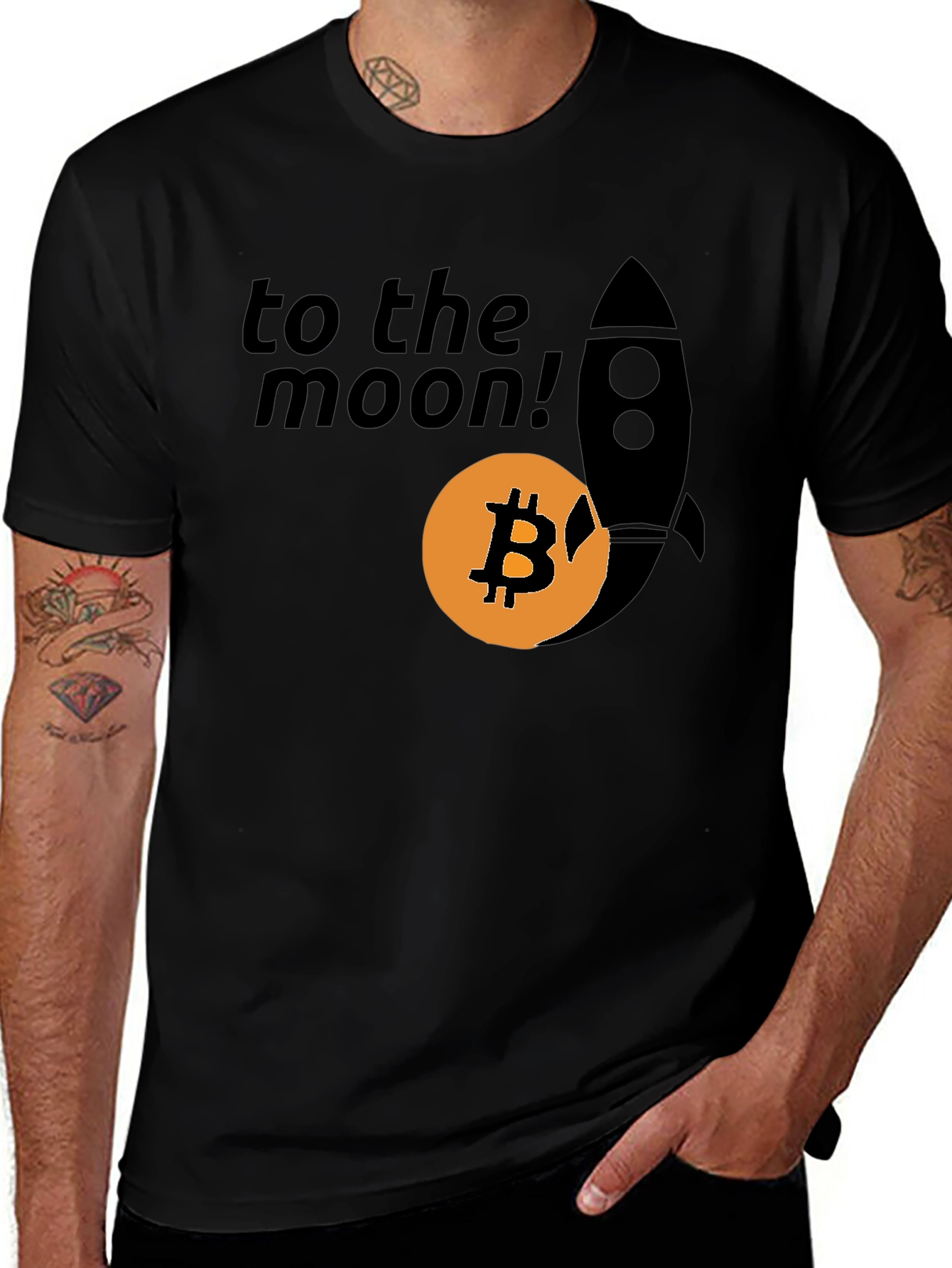 Bitcoin To The Moon T-Shirt Crypto Rocket