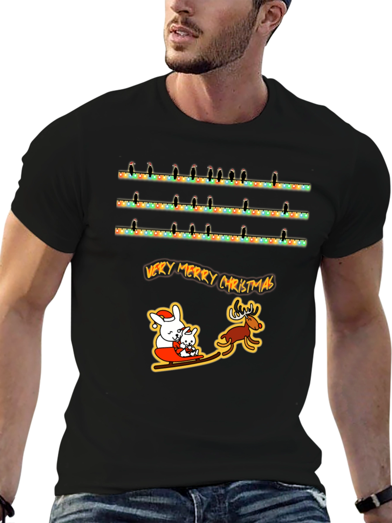 Very Merry Christmas Animal Graphic T-Shirt