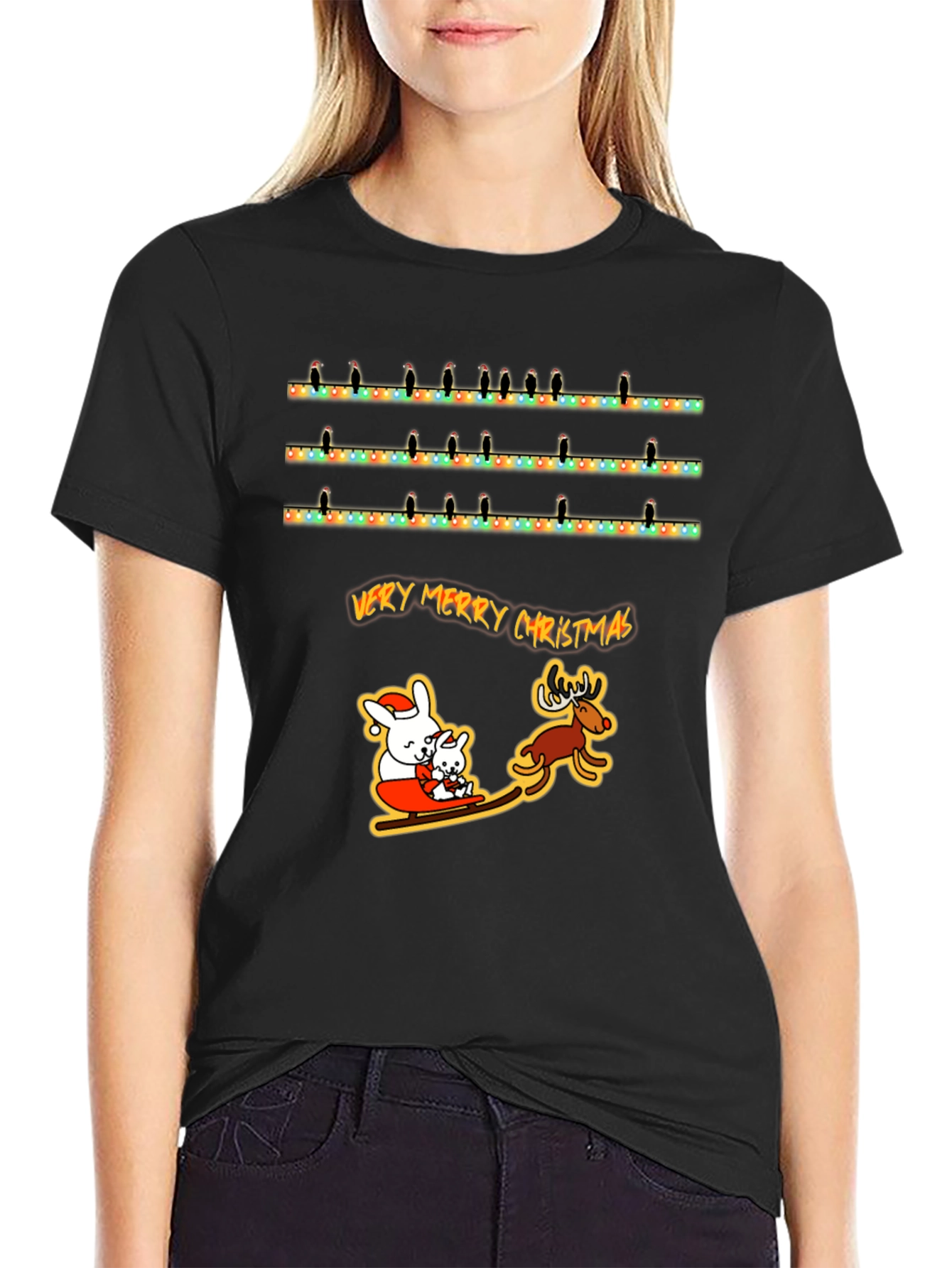 Very Merry Christmas Animal Graphic T-Shirt