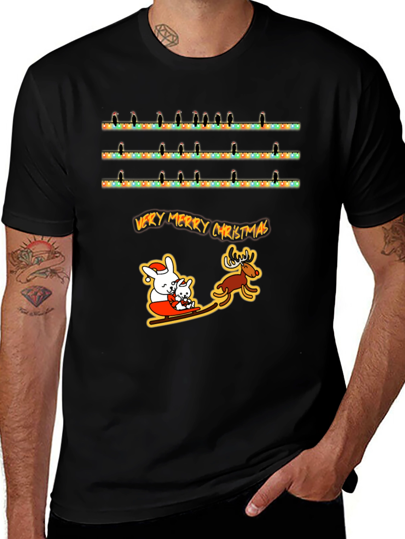 Very Merry Christmas Animal Graphic T-Shirt