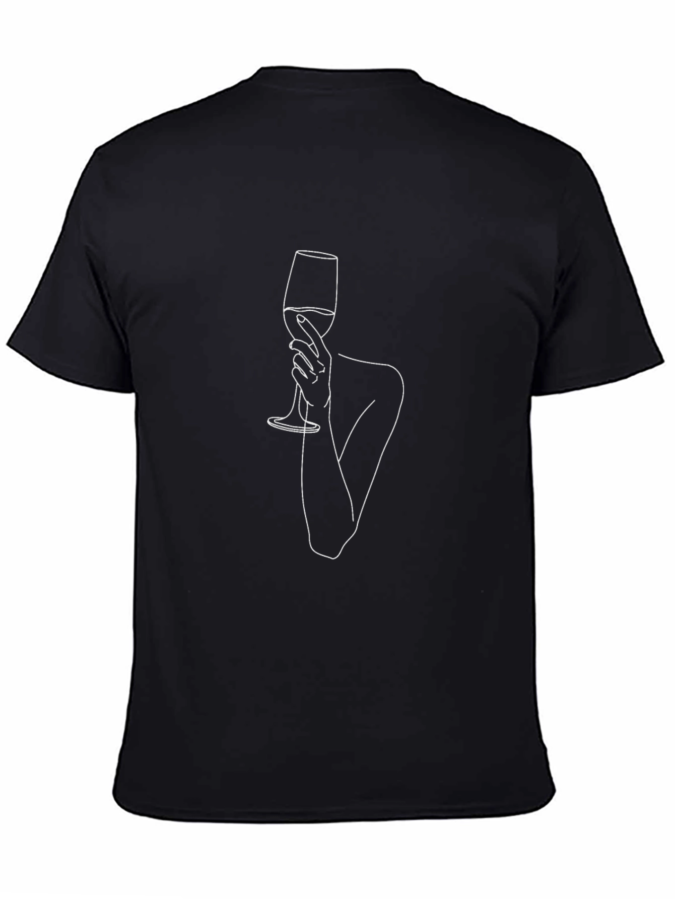 Minimalist Wine Glass Graphic Tee - Black