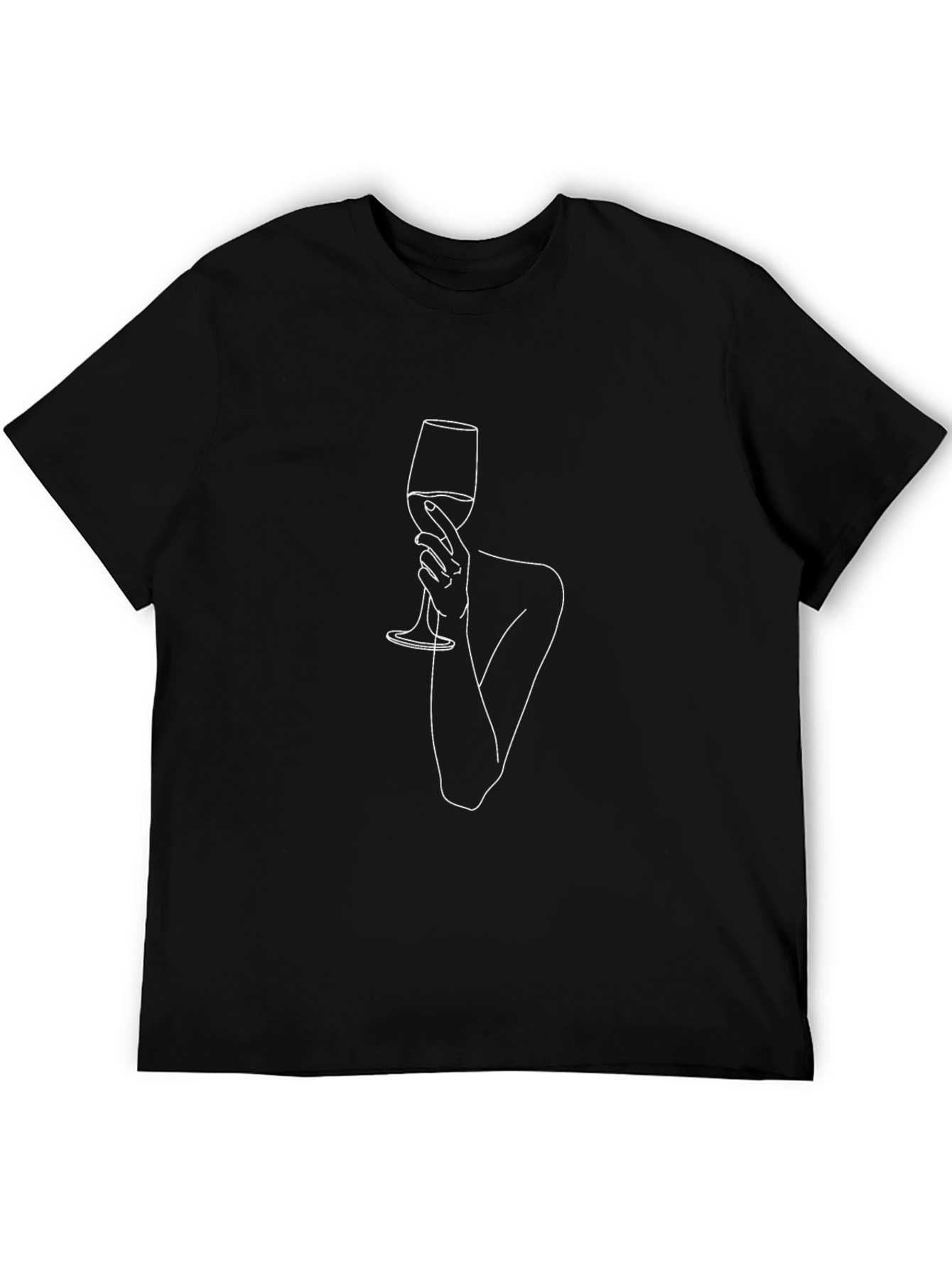 Minimalist Wine Glass Graphic Tee - Black