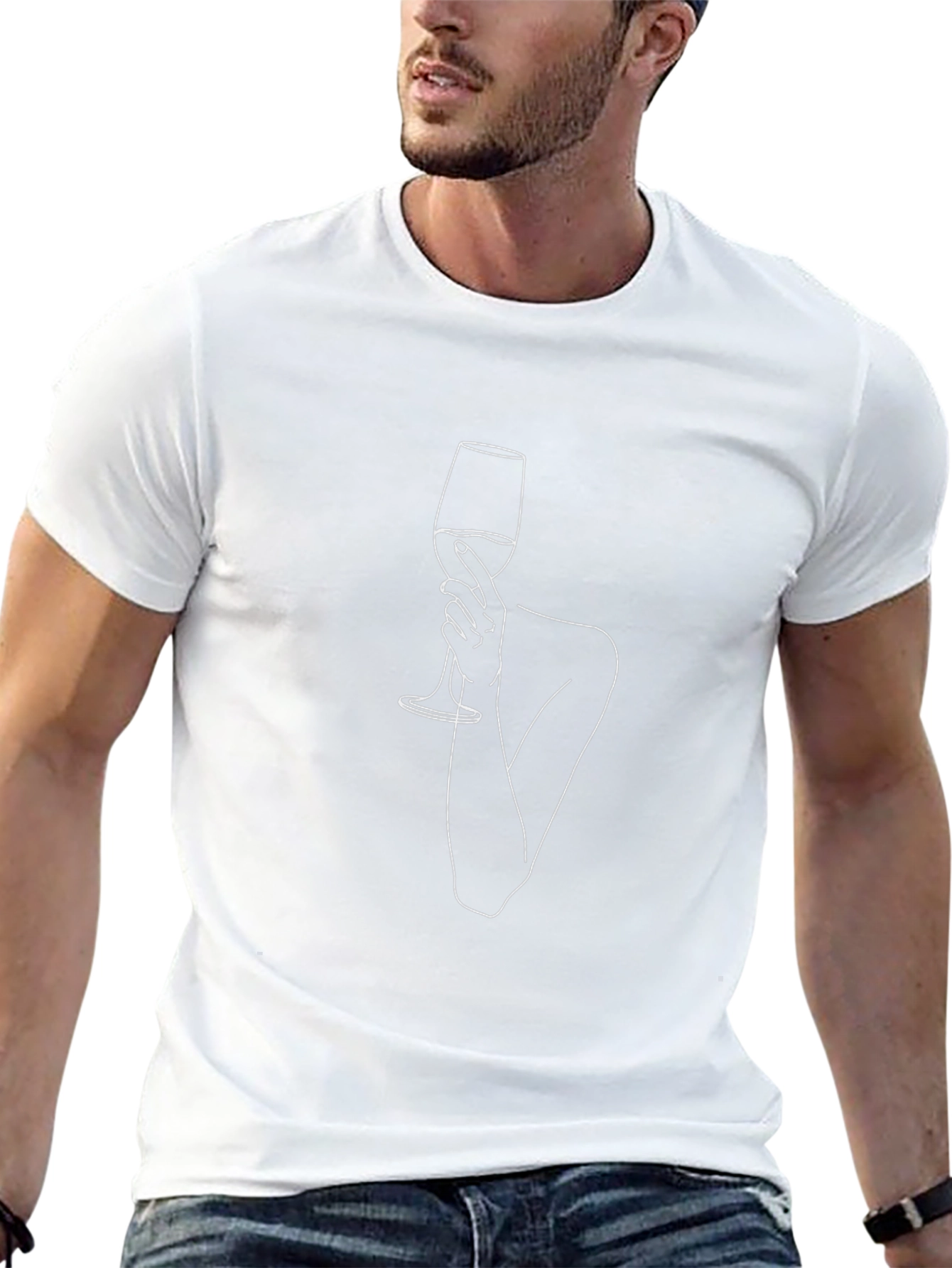 Minimalist Wine Glass Graphic Tee - Black