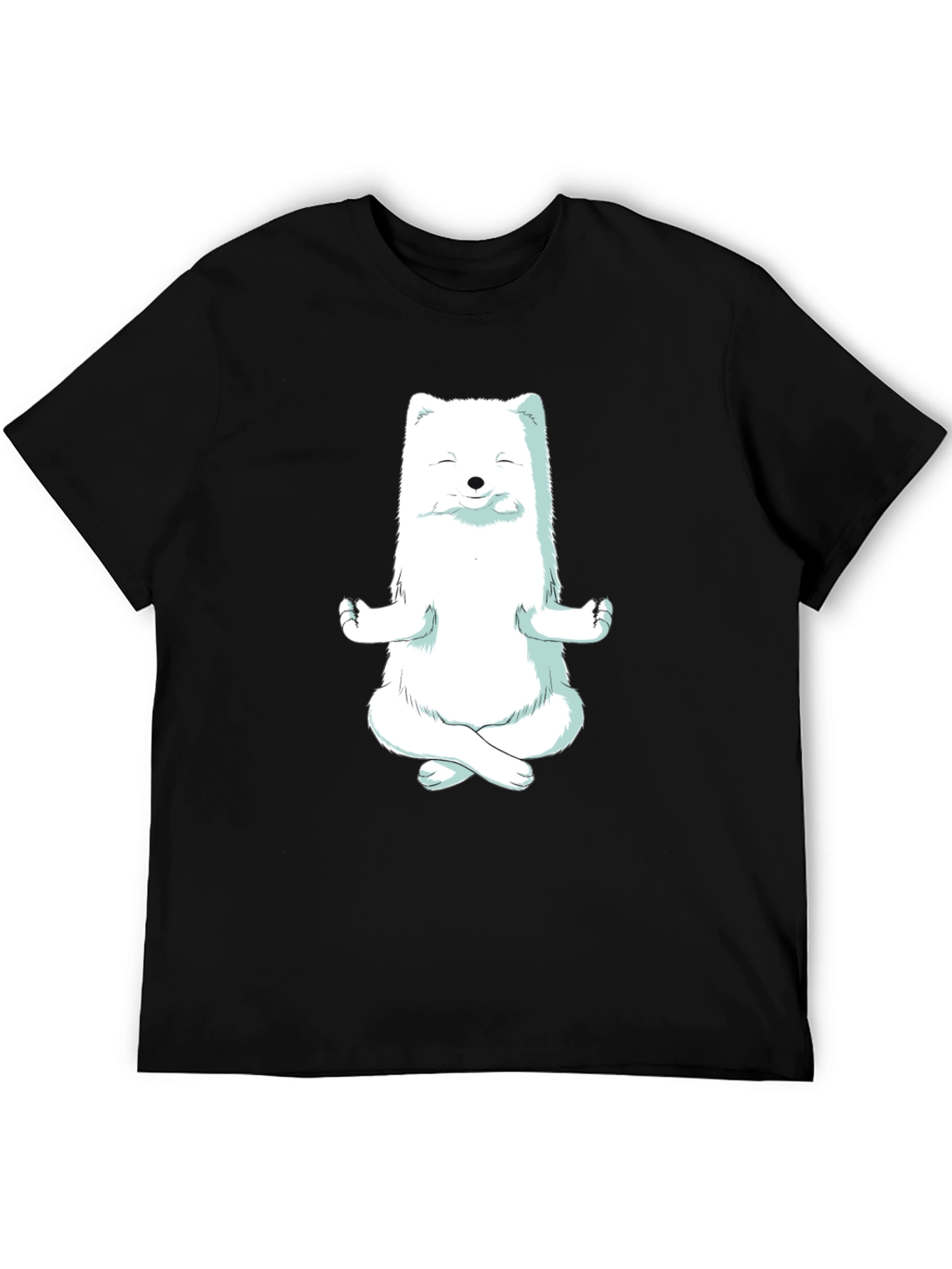 Zen Fox Black T-Shirt - Meditating Animal Graphic Tee