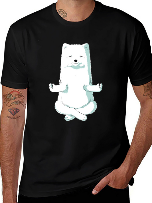 Zen Fox Black T-Shirt - Meditating Animal Graphic Tee