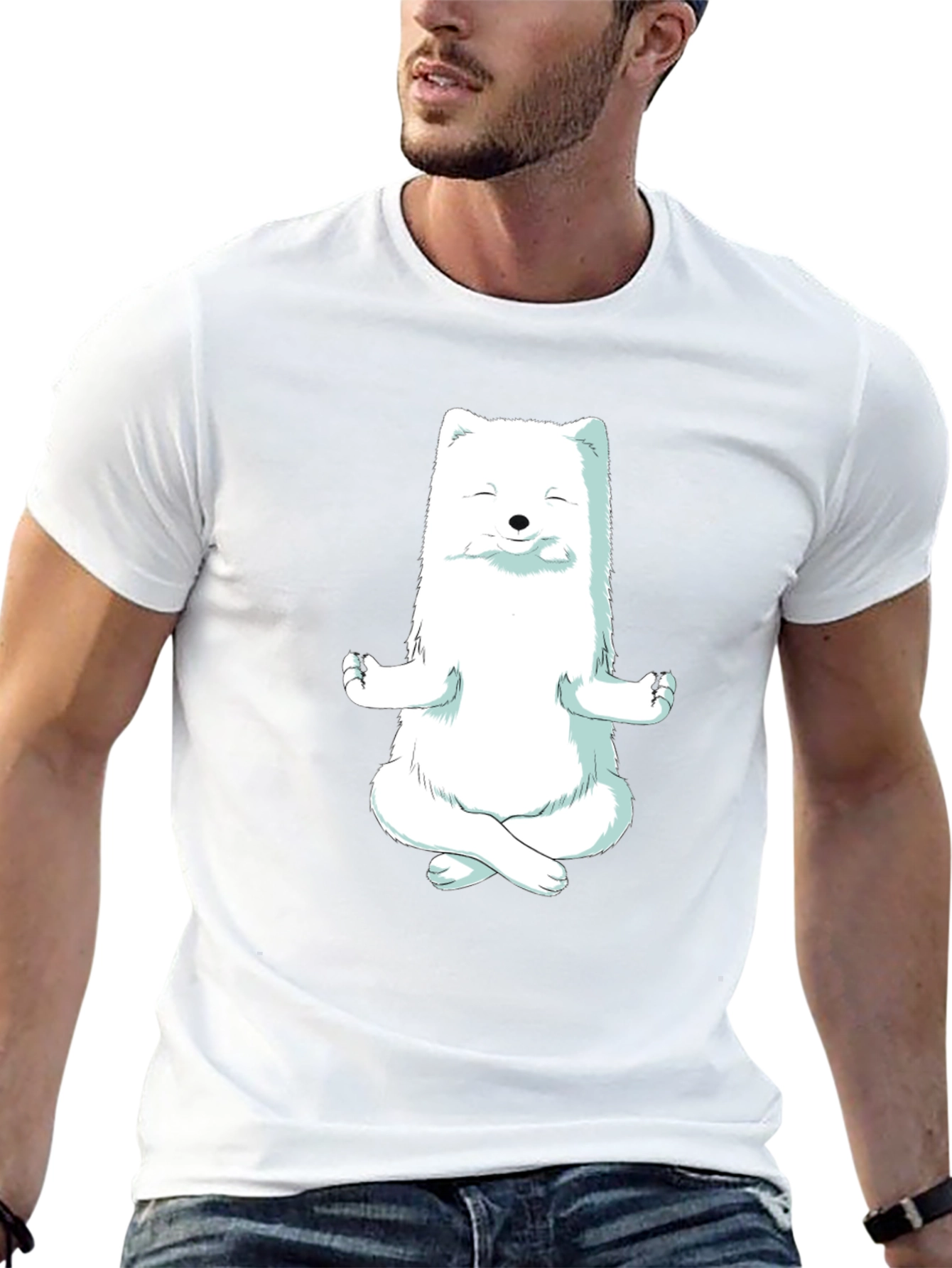 Zen Fox Black T-Shirt - Meditating Animal Graphic Tee