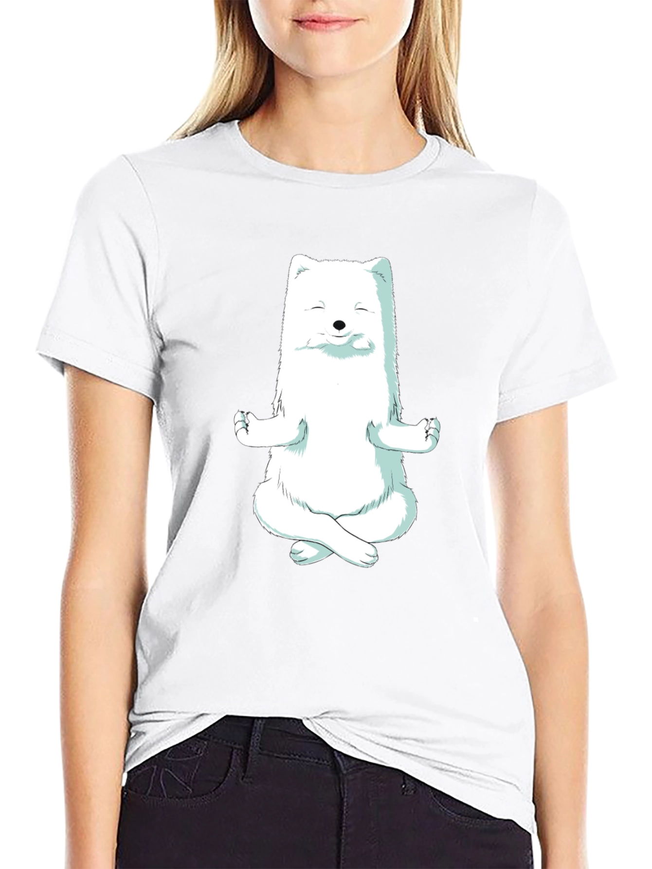 Zen Fox Black T-Shirt - Meditating Animal Graphic Tee