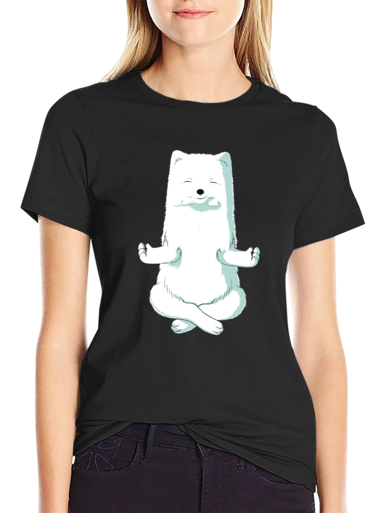 Zen Fox Black T-Shirt - Meditating Animal Graphic Tee
