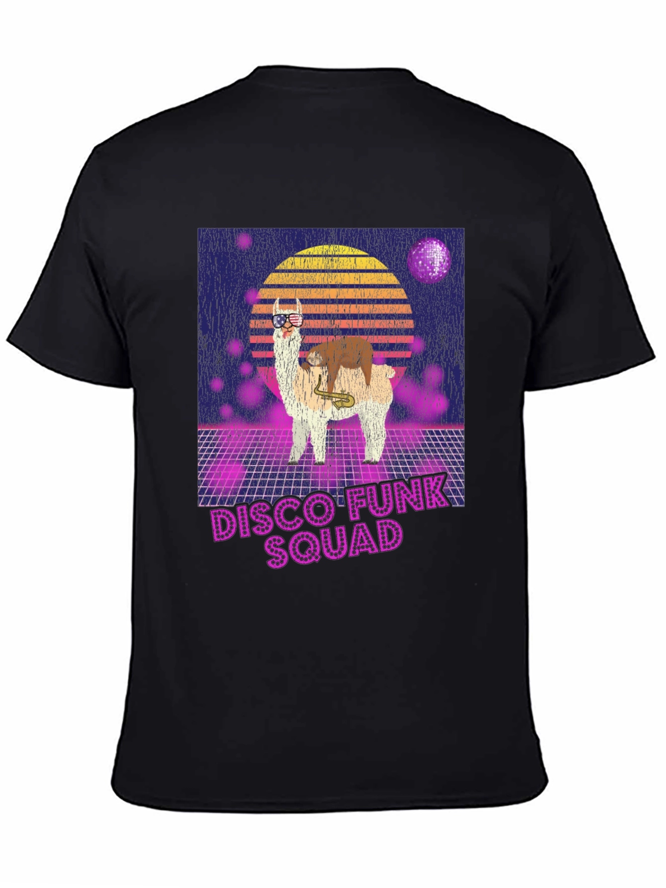 Disco Funk Squad T-Shirt - Retro Llama Design
