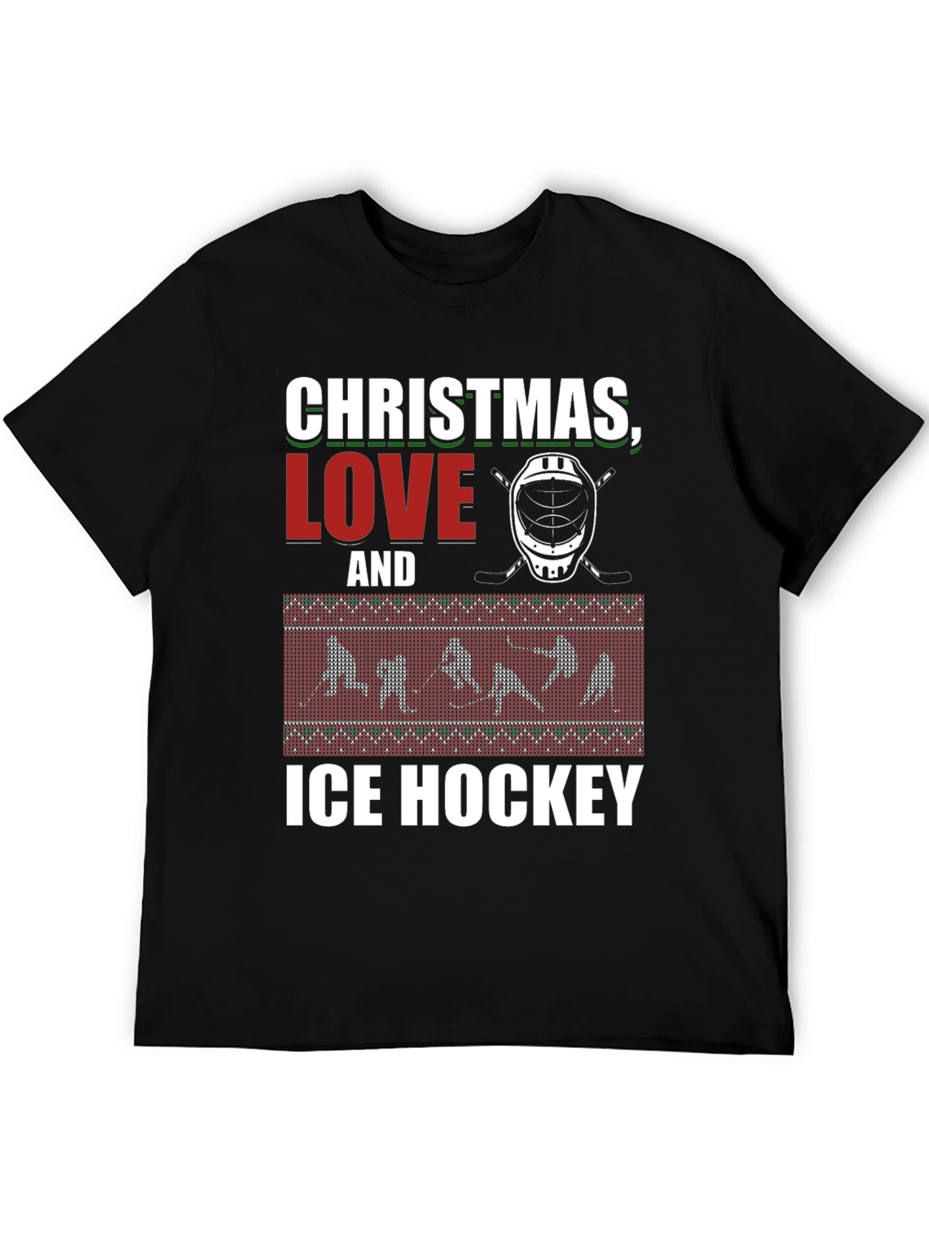 Christmas Love and Ice Hockey Graphic T-Shirt