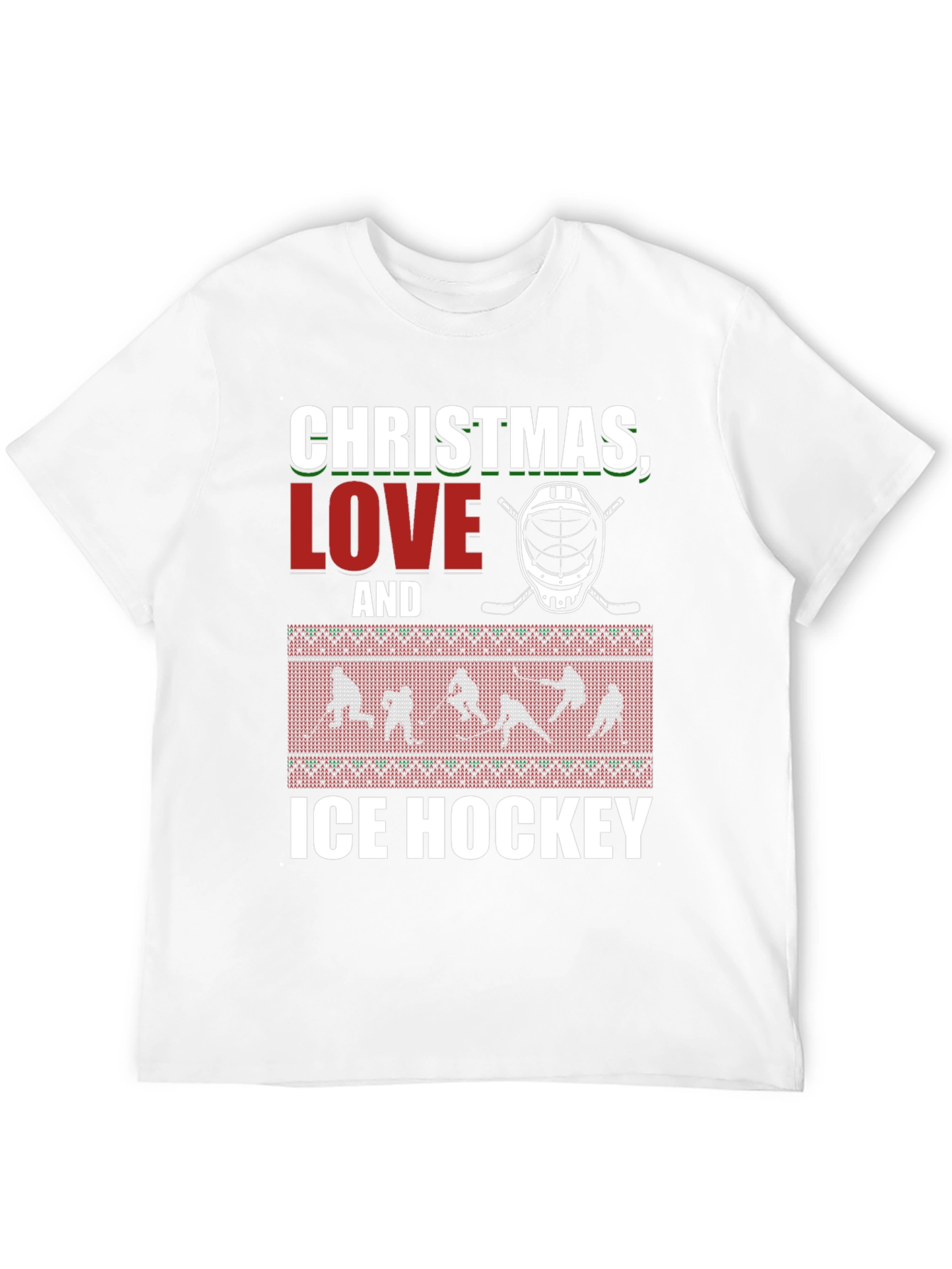 Christmas Love and Ice Hockey Graphic T-Shirt