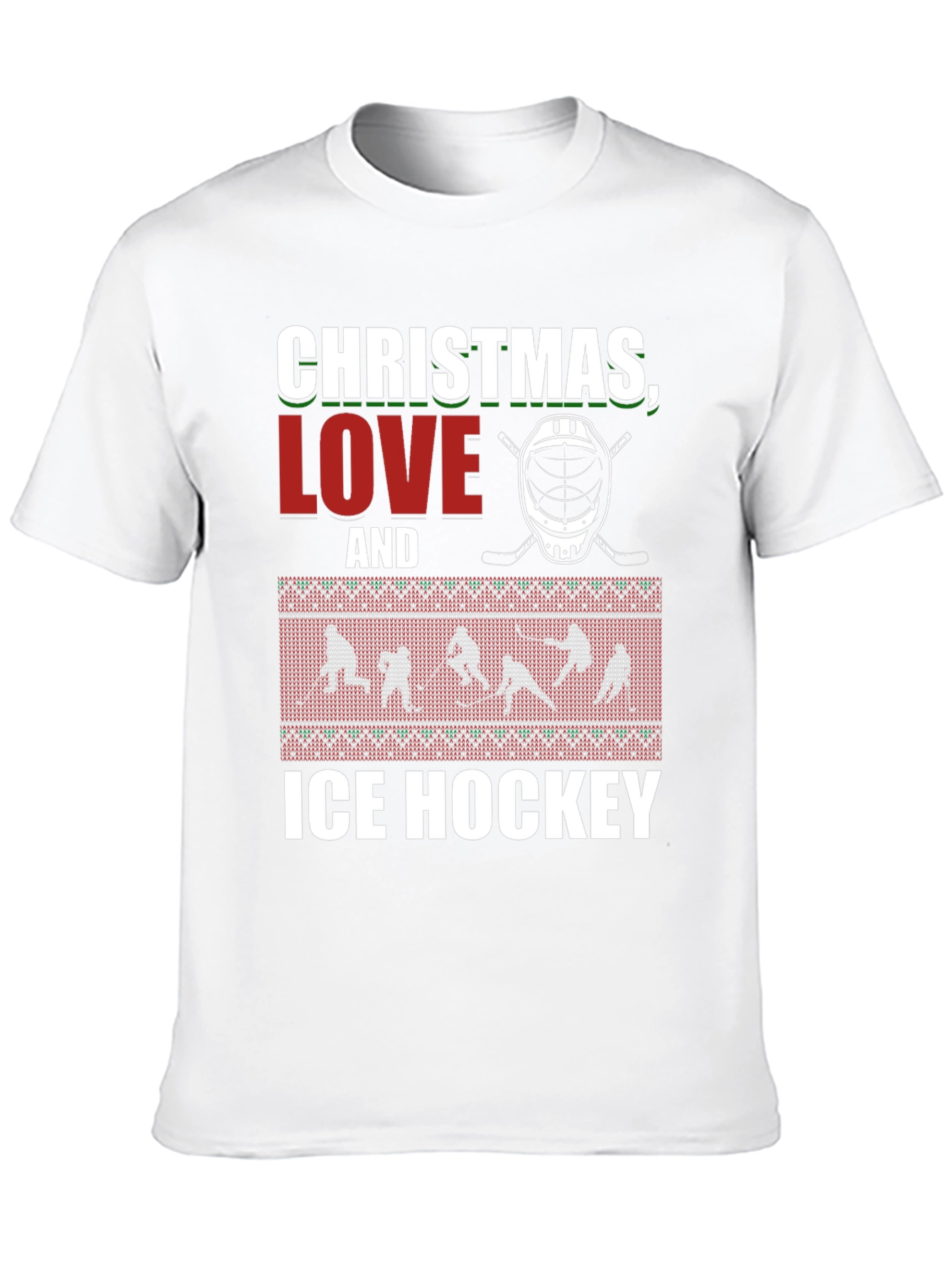 Christmas Love and Ice Hockey Graphic T-Shirt