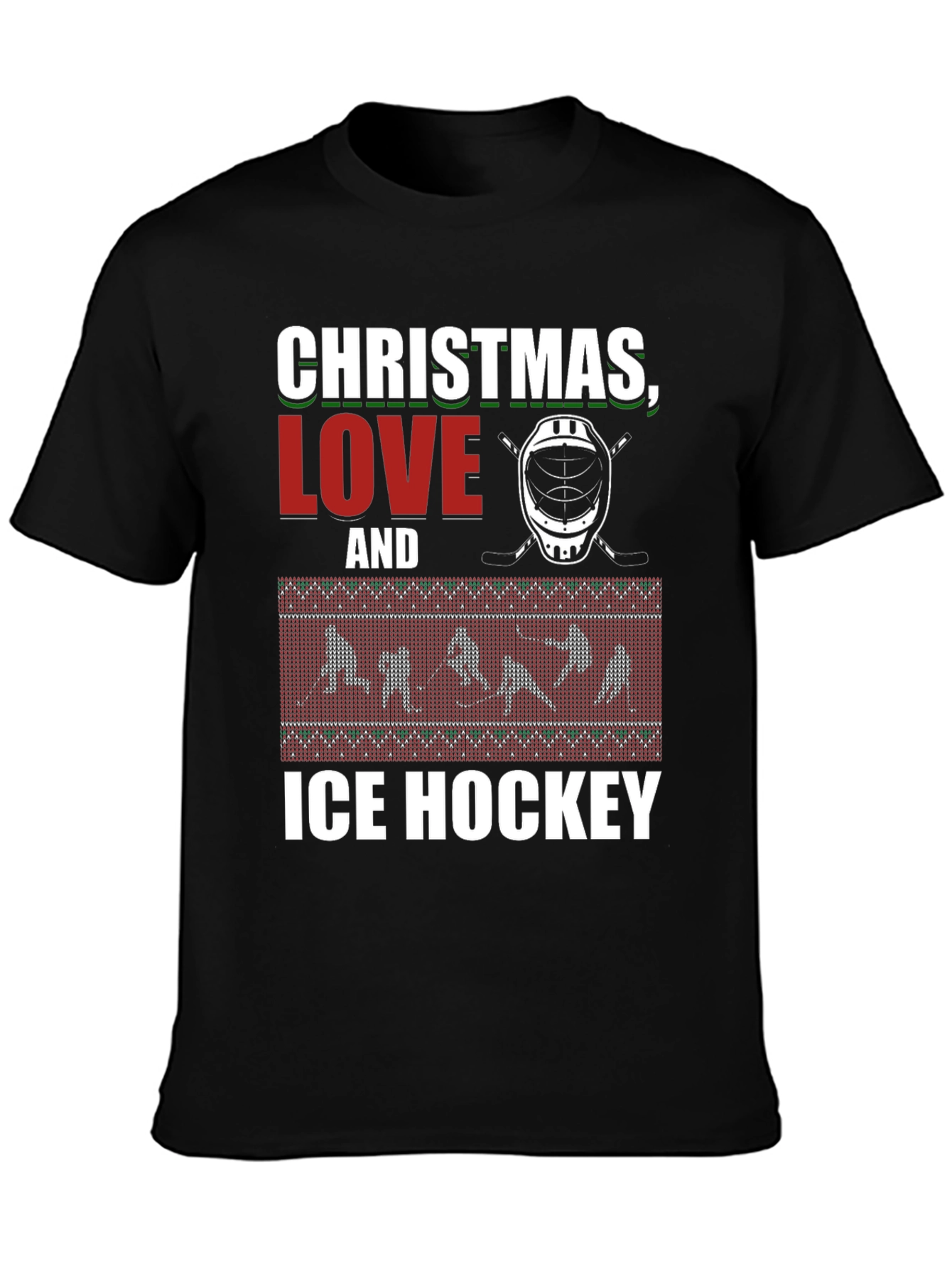 Christmas Love and Ice Hockey Graphic T-Shirt