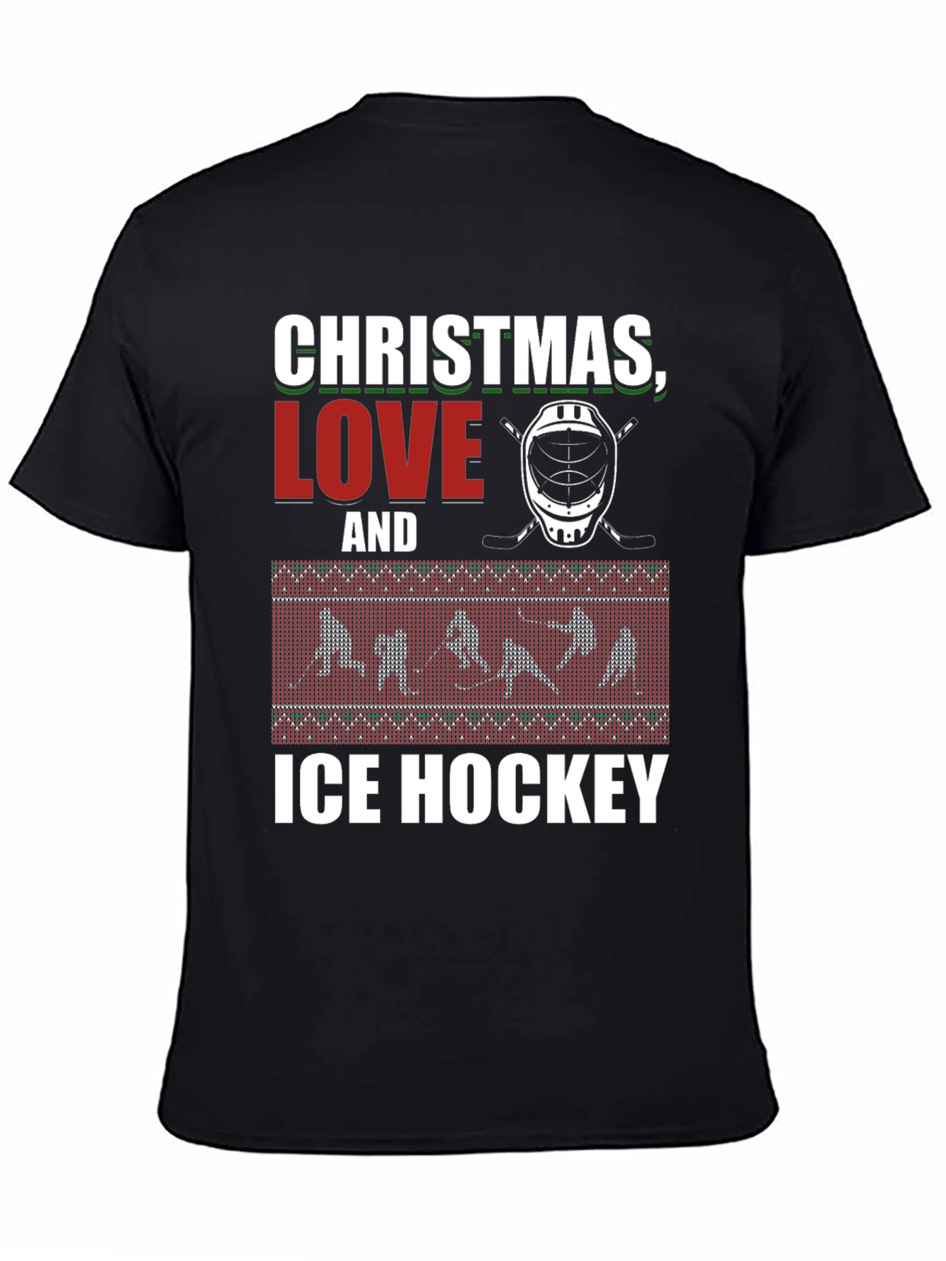 Christmas Love and Ice Hockey Graphic T-Shirt