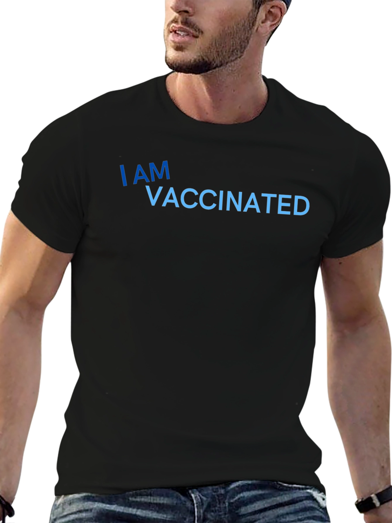 I Am Vaccinated Black T-Shirt