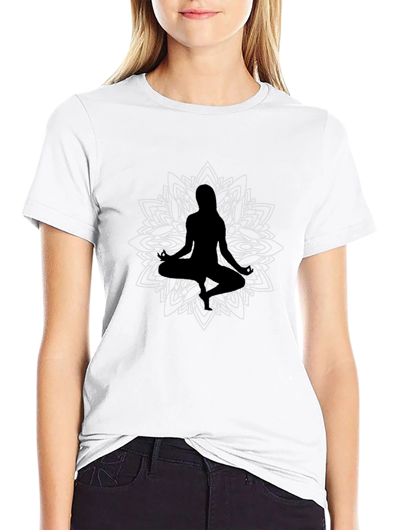 Meditative Mandala Graphic Tee - Black