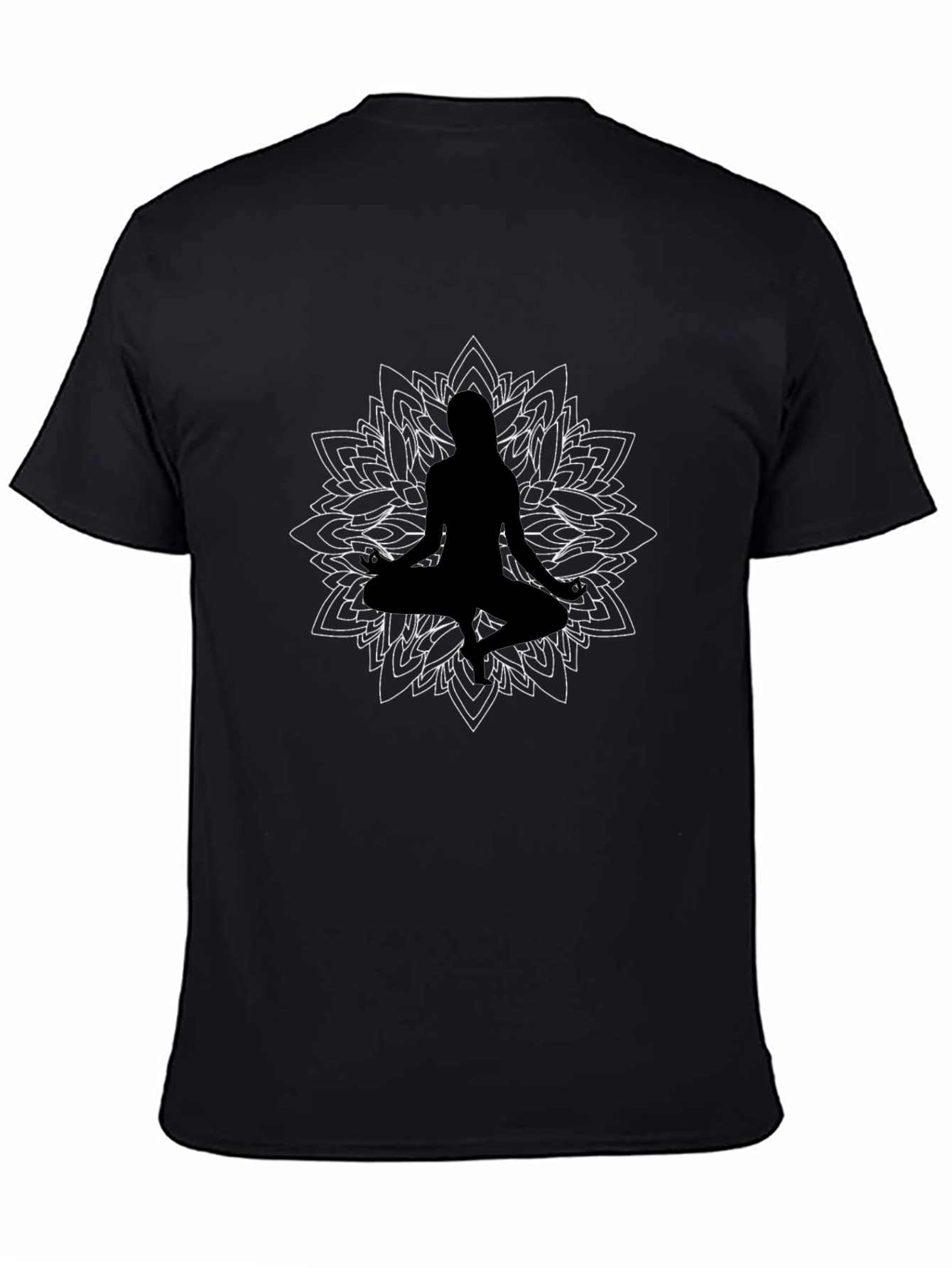 Meditative Mandala Graphic Tee - Black