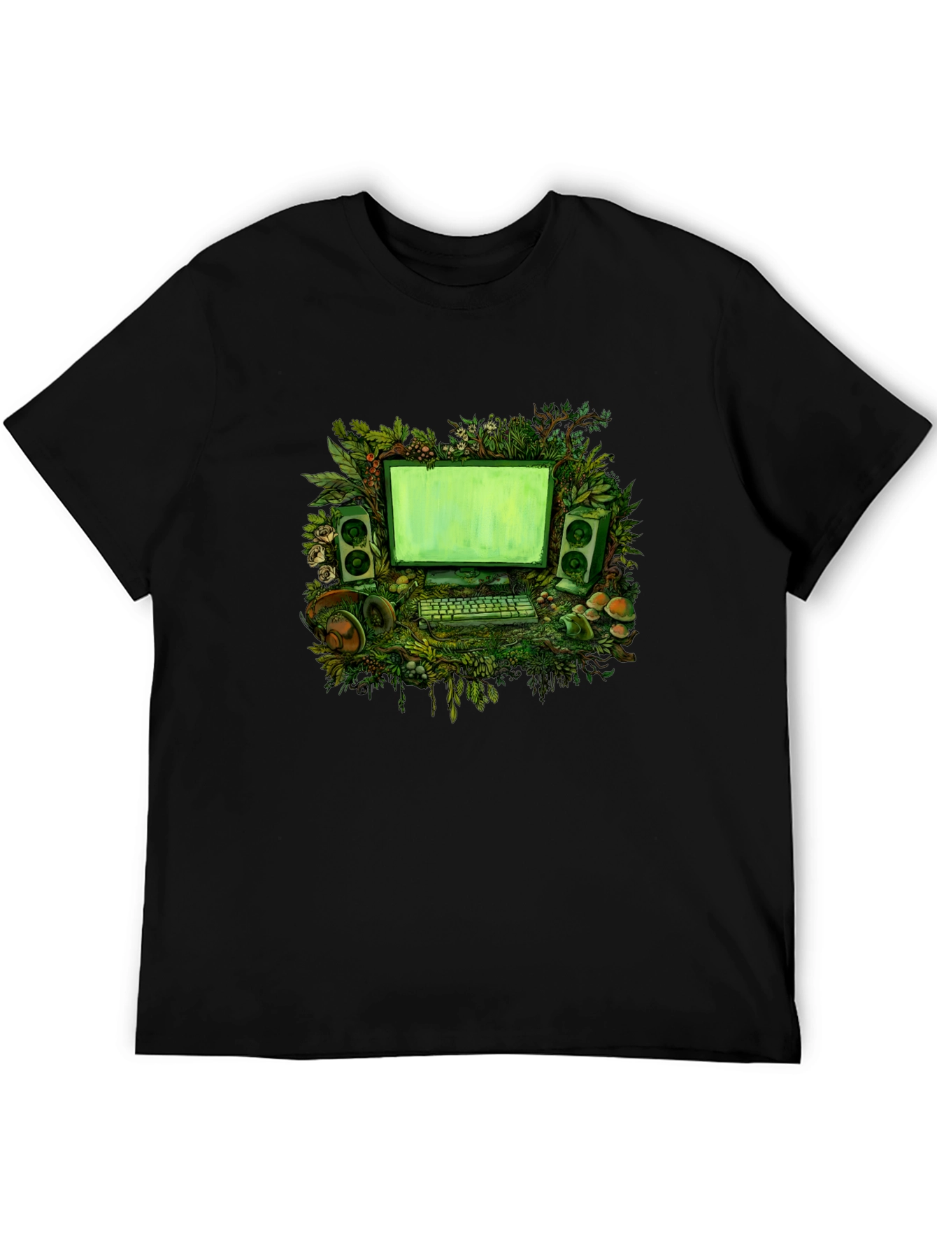 Nature Computer Graphic Tee - Black
