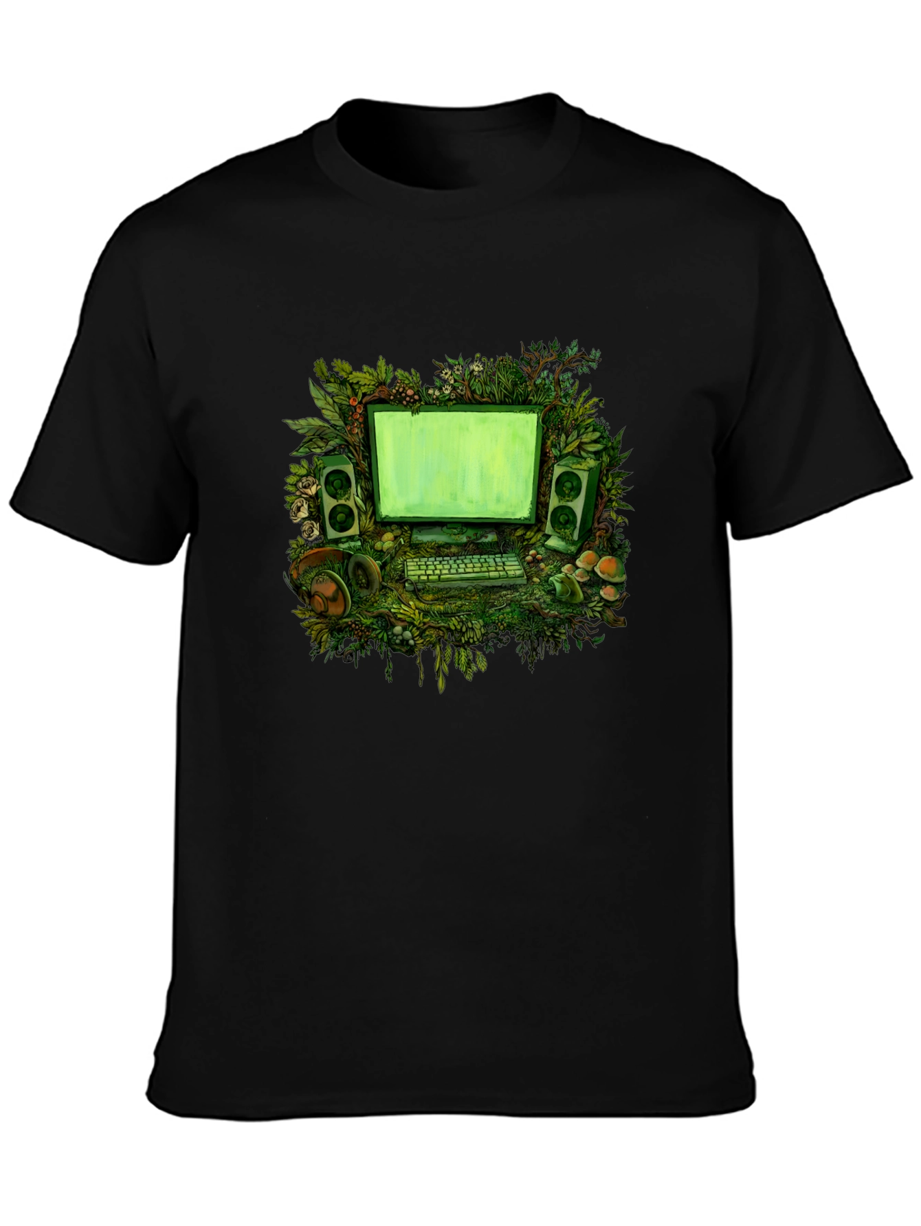 Nature Computer Graphic Tee - Black