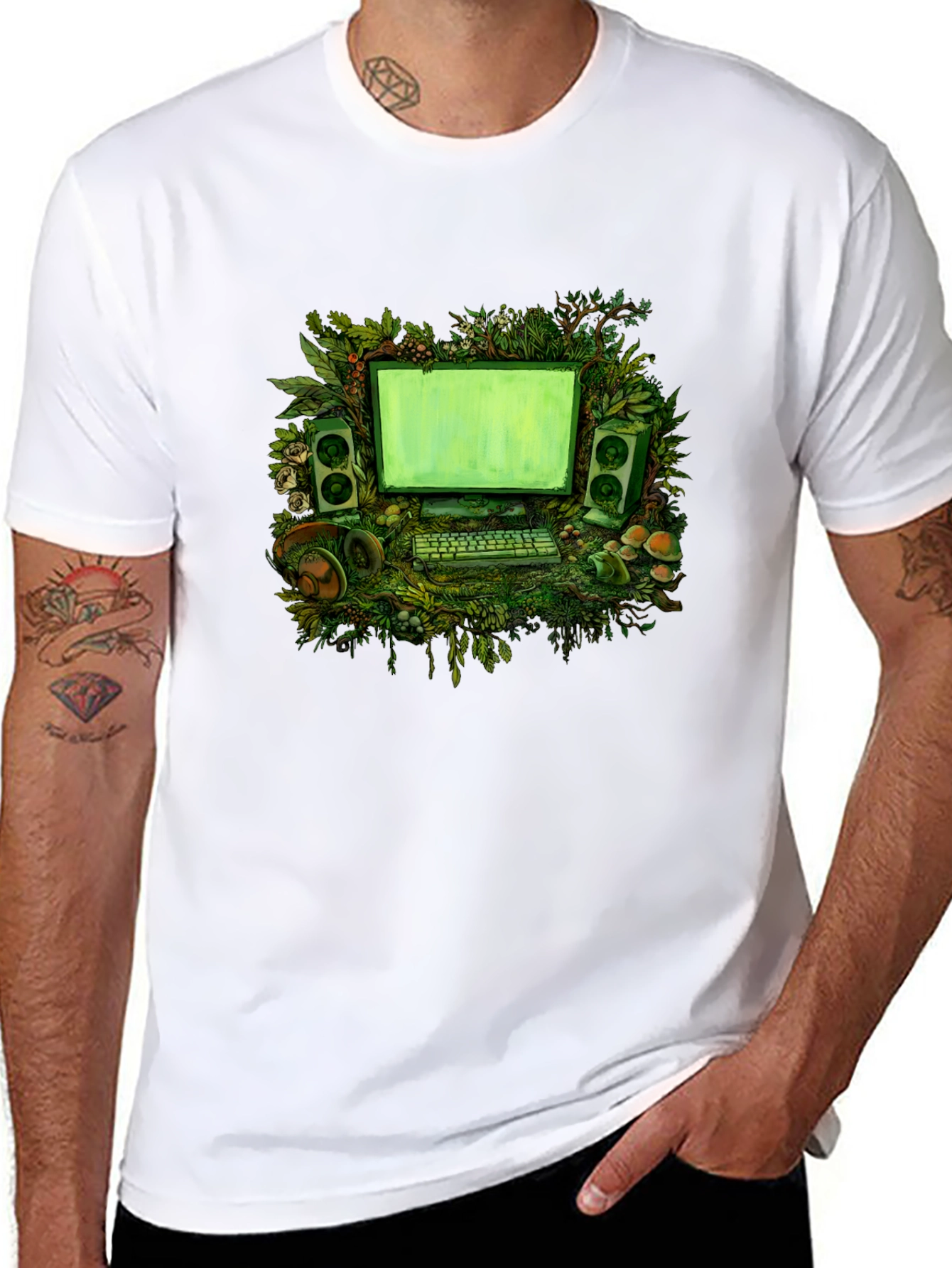 Nature Computer Graphic Tee - Black
