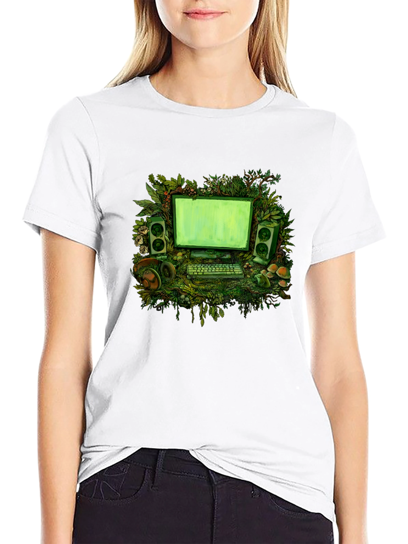 Nature Computer Graphic Tee - Black