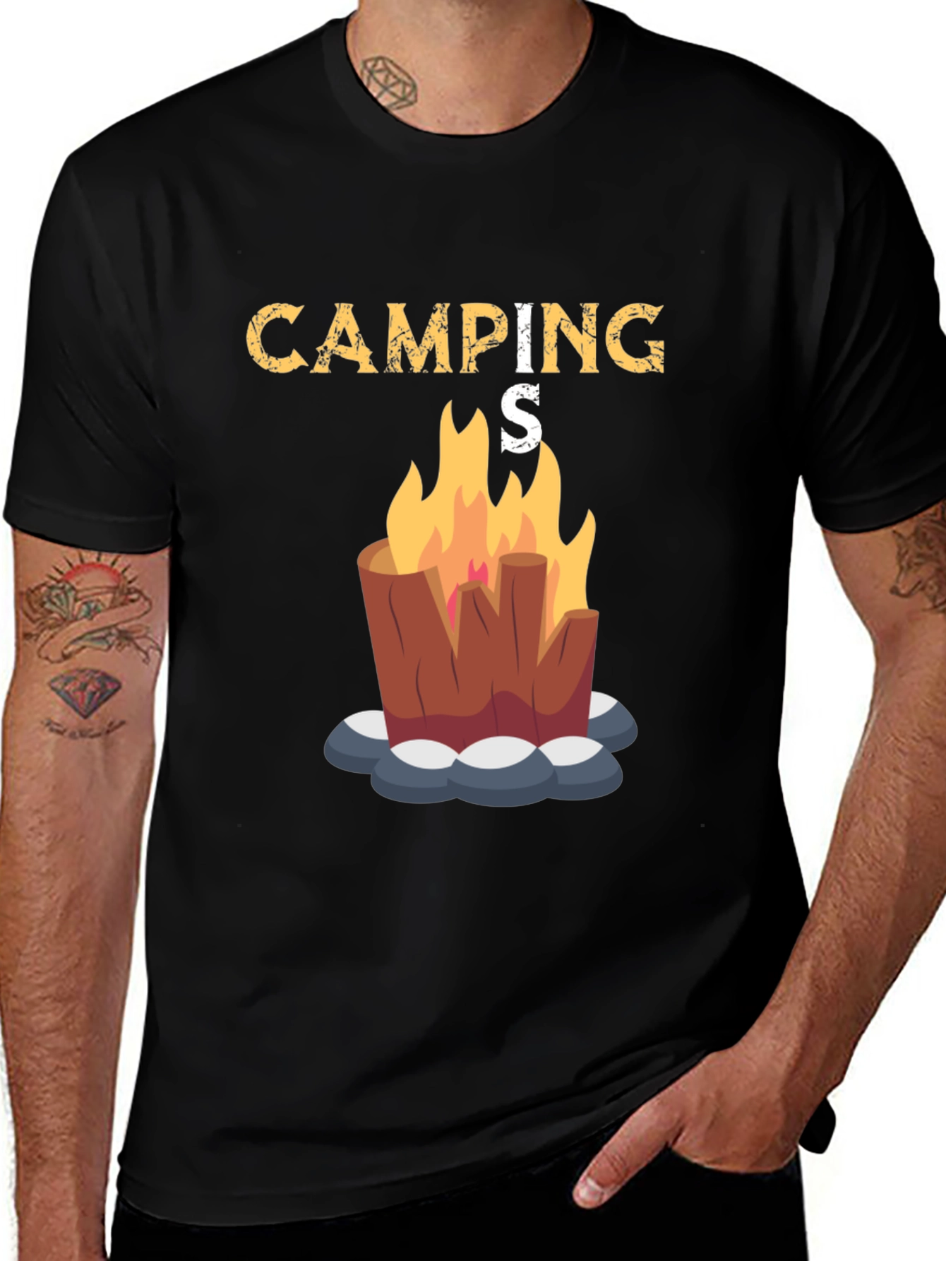 Camping Bonfire Graphic Tee - Black Unisex T-Shirt