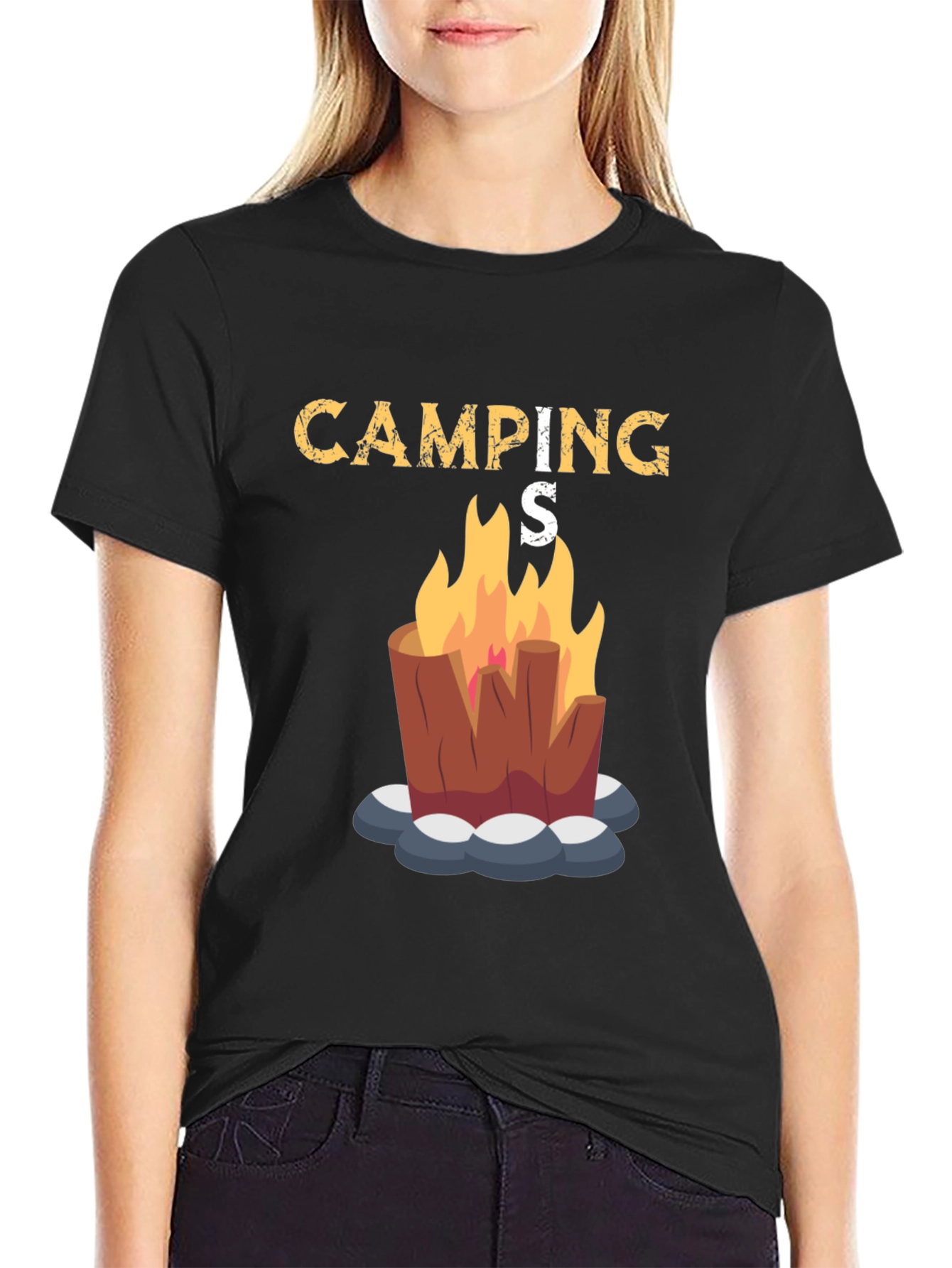 Camping Bonfire Graphic Tee - Black Unisex T-Shirt