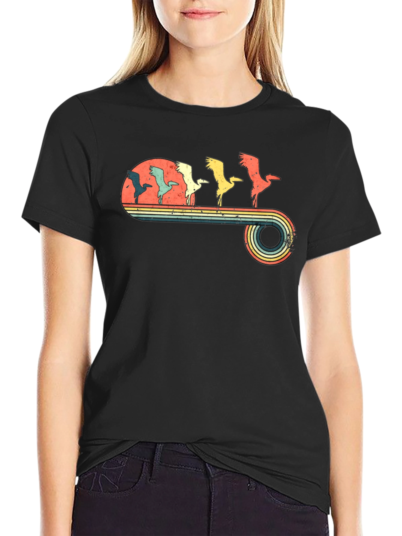 Retro Crane Sunset Graphic Tee