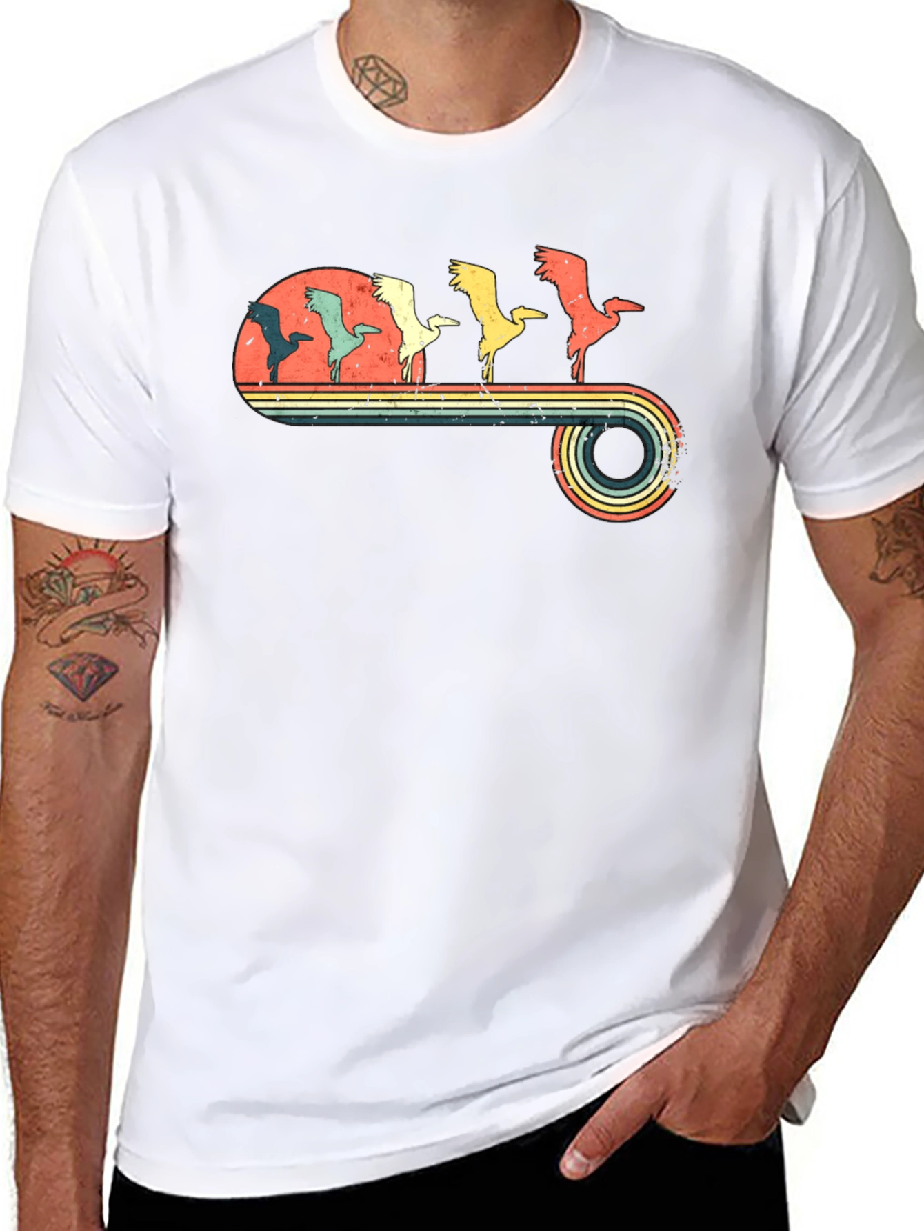 Retro Crane Sunset Graphic Tee