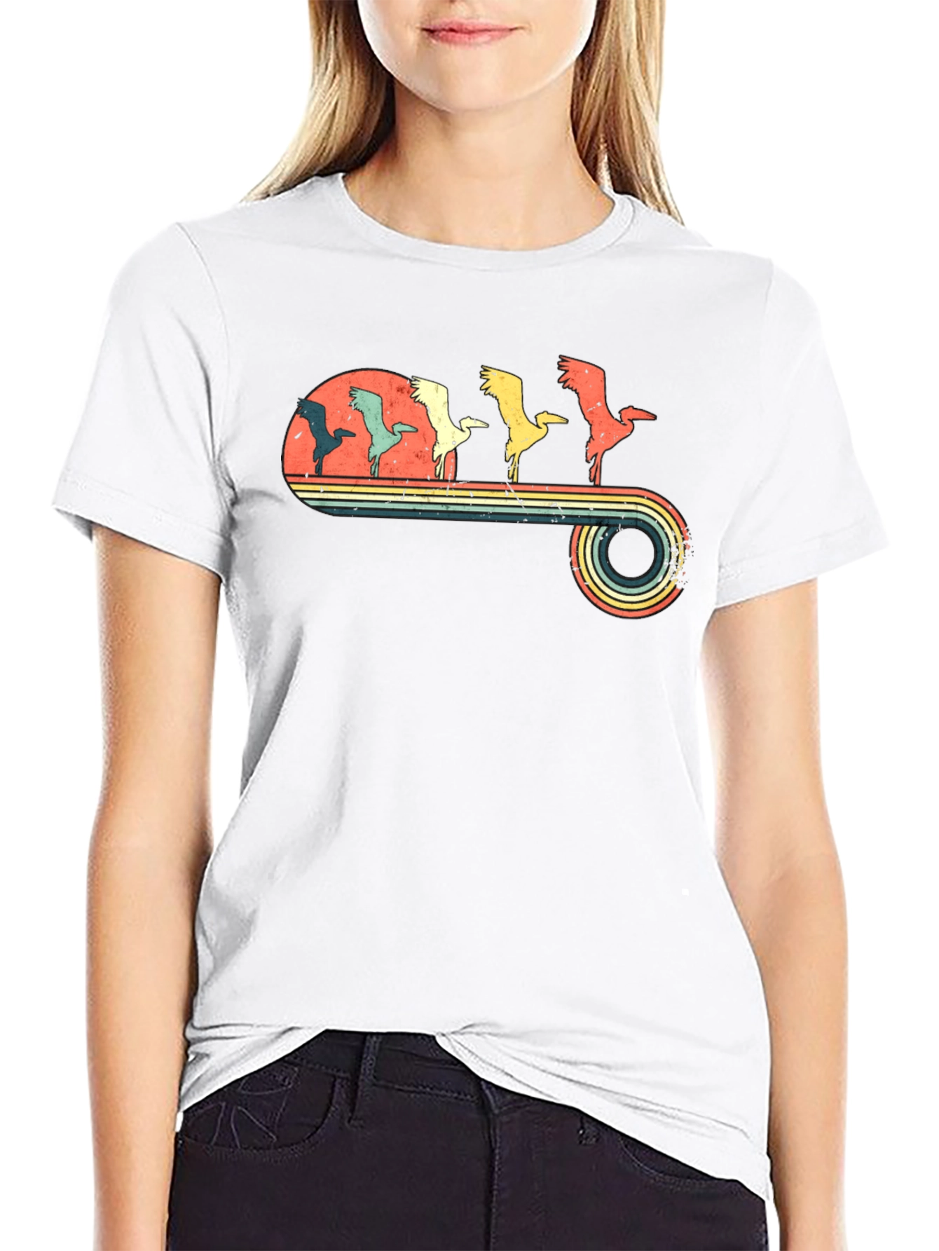 Retro Crane Sunset Graphic Tee