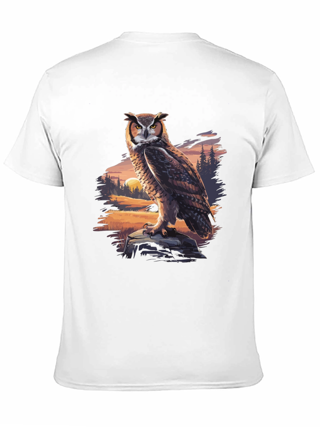 Owl Graphic Tee - Nature Print Black T-Shirt