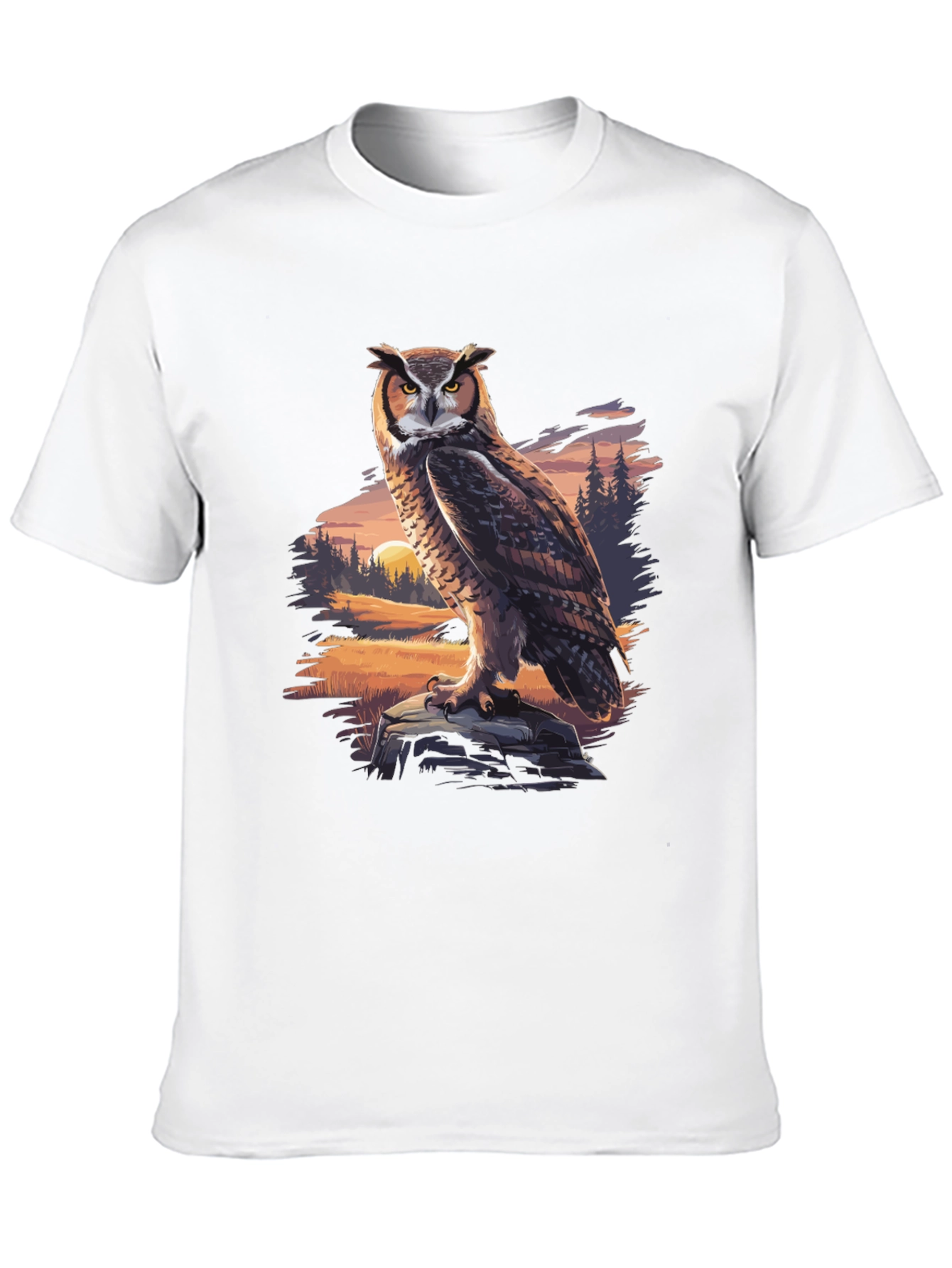Owl Graphic Tee - Nature Print Black T-Shirt