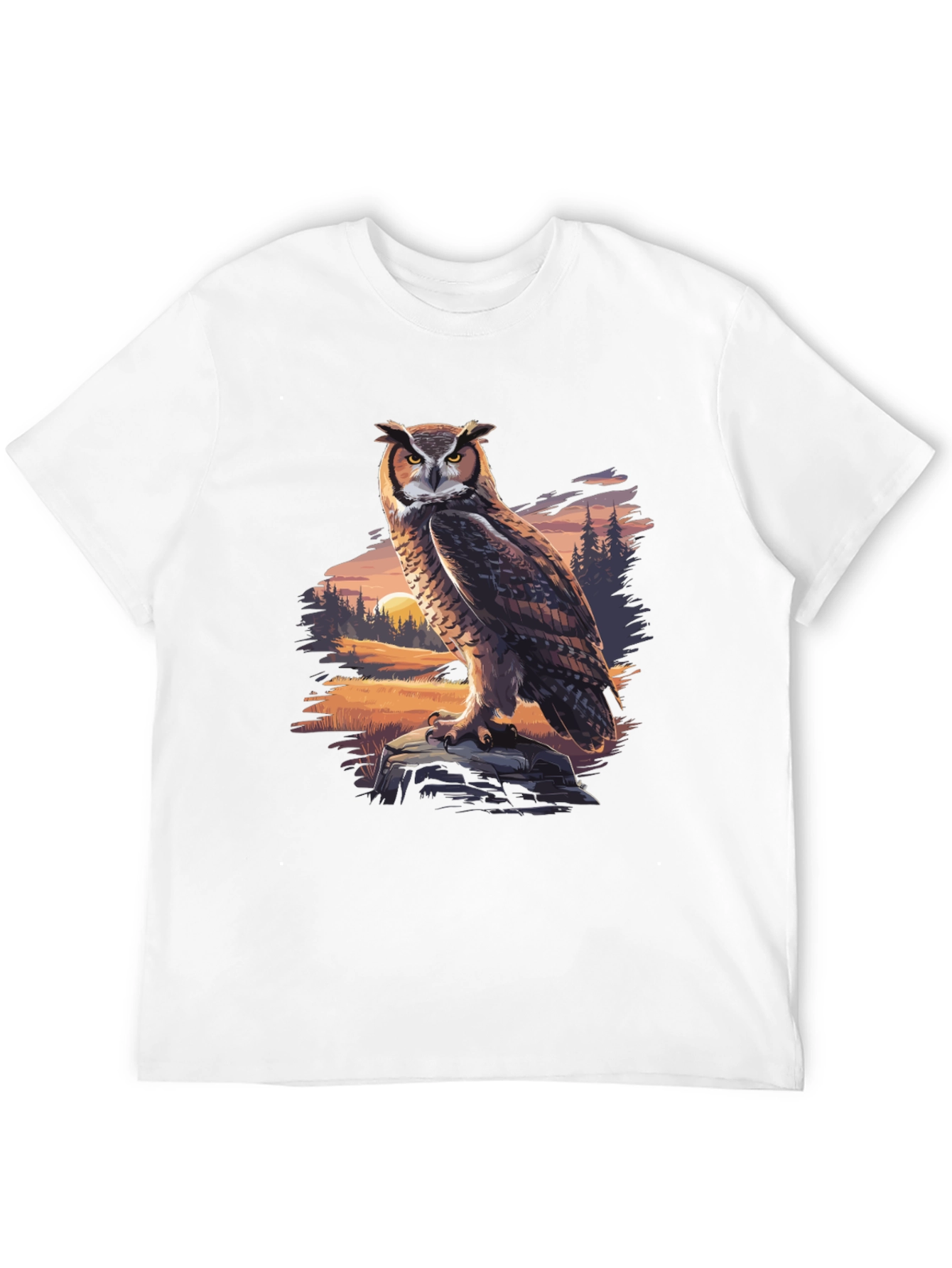 Owl Graphic Tee - Nature Print Black T-Shirt