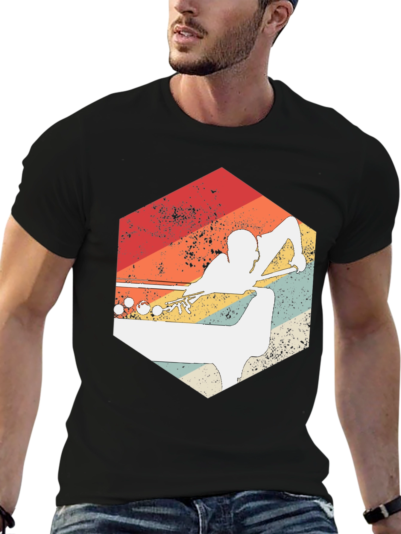 Retro Billiards Player Graphic Tee