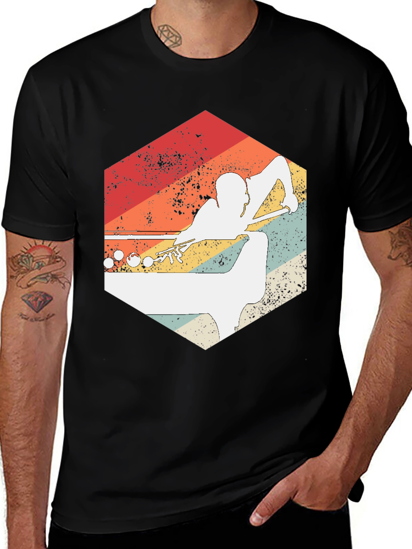 Retro Billiards Player Graphic Tee